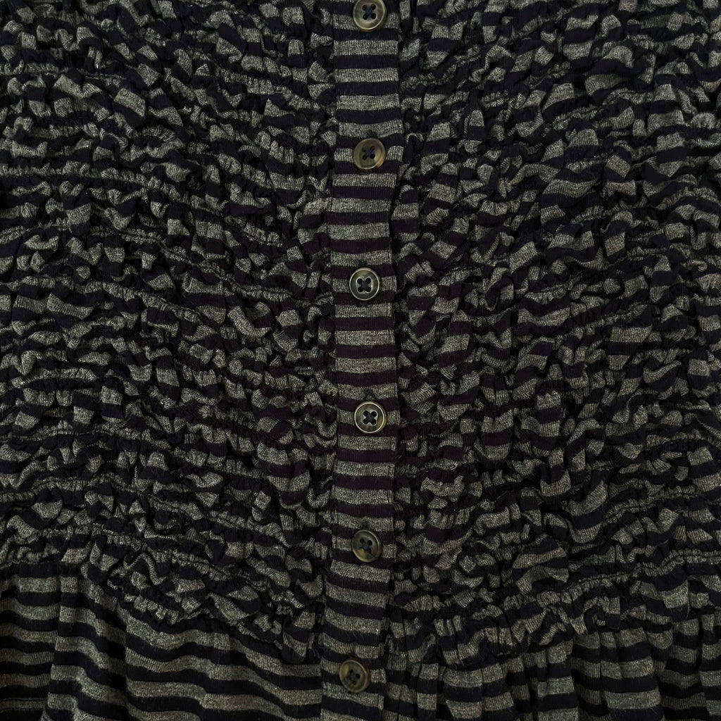 Damson Madder ELLIANA Smocked Cardigan In Grey Stripe Size UK8.