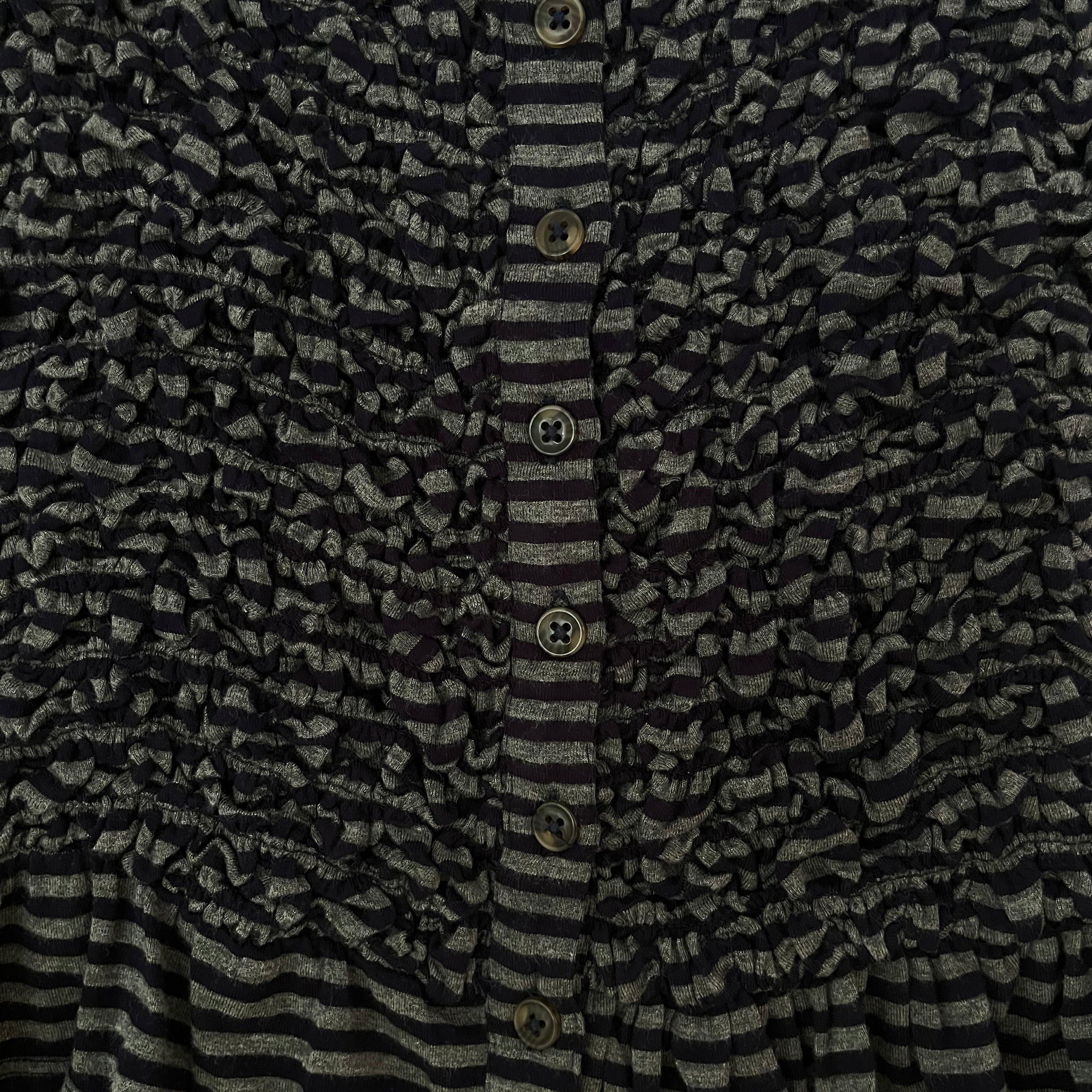 Damson Madder ELLIANA Smocked Cardigan In Grey Stripe Size UK8.