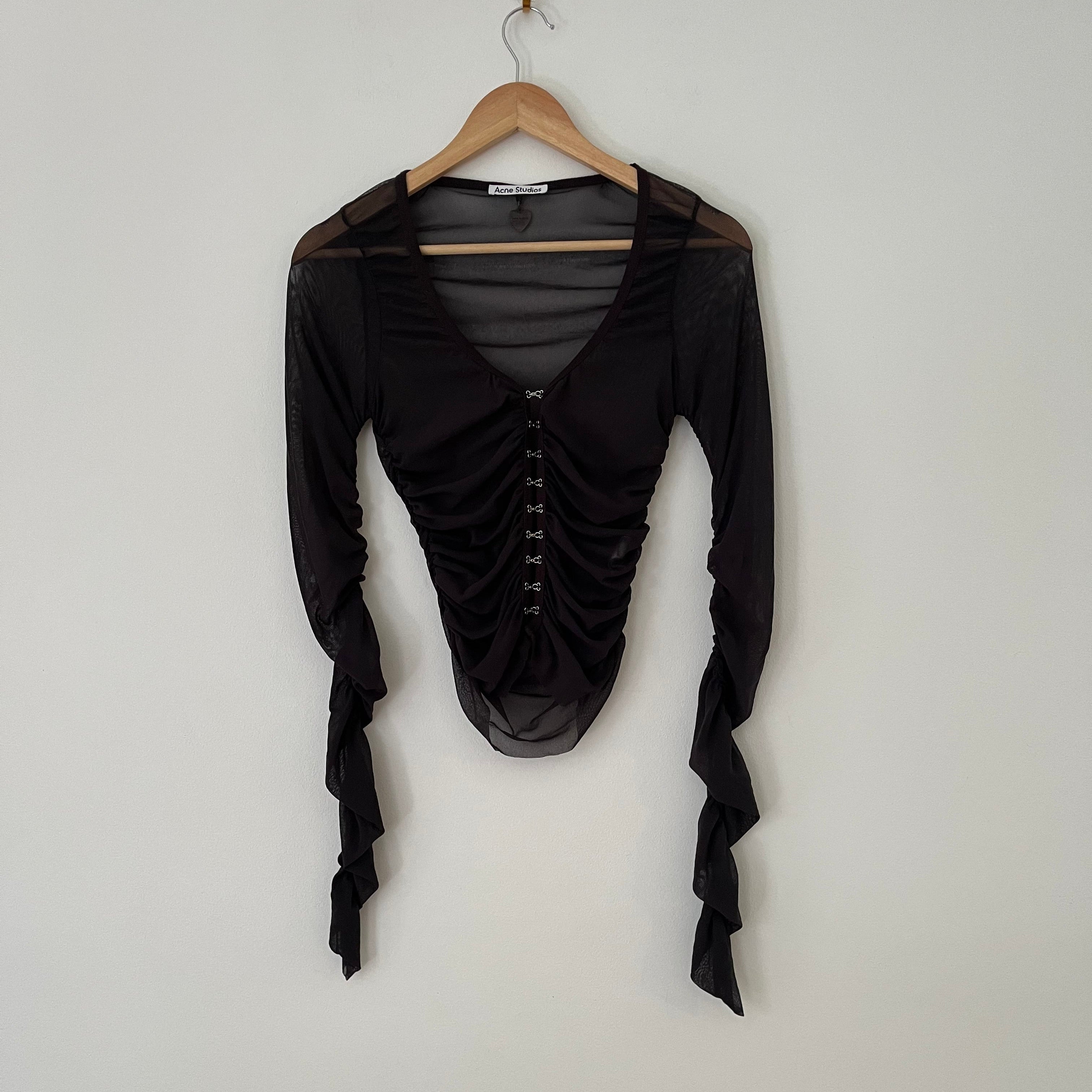 ACNE Studios ELORAN Mesh Blouse in Anthracite grey Size XS.