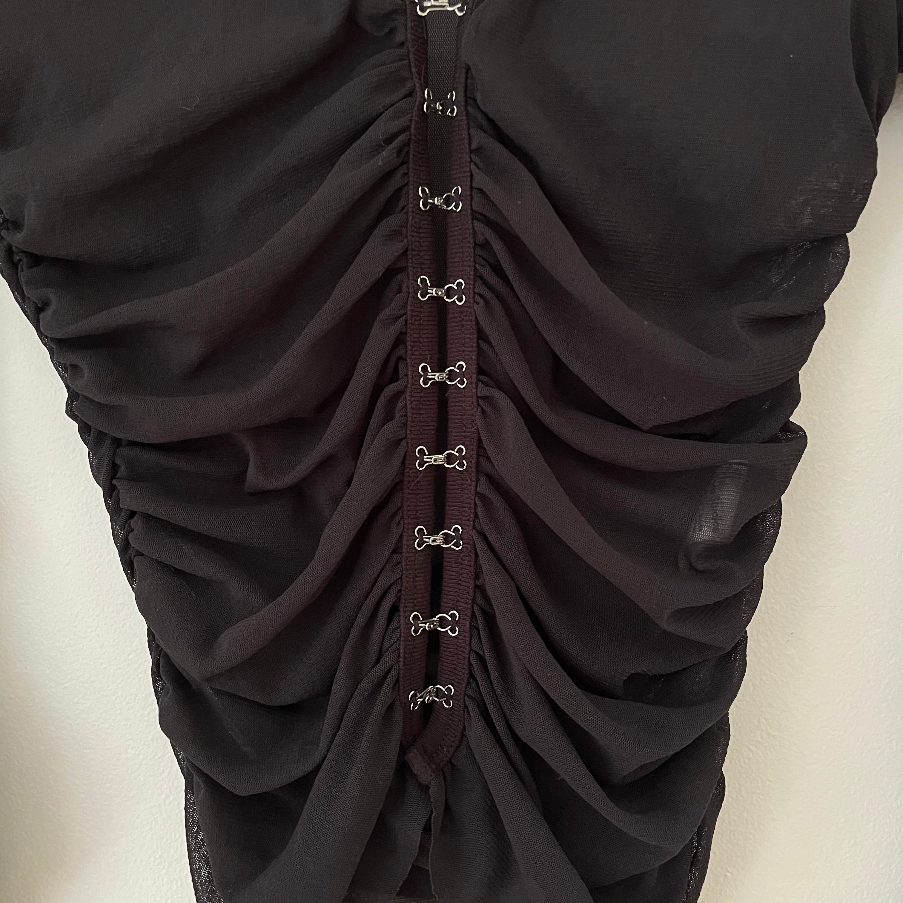 ACNE Studios ELORAN Mesh Blouse in Anthracite grey Size XS.