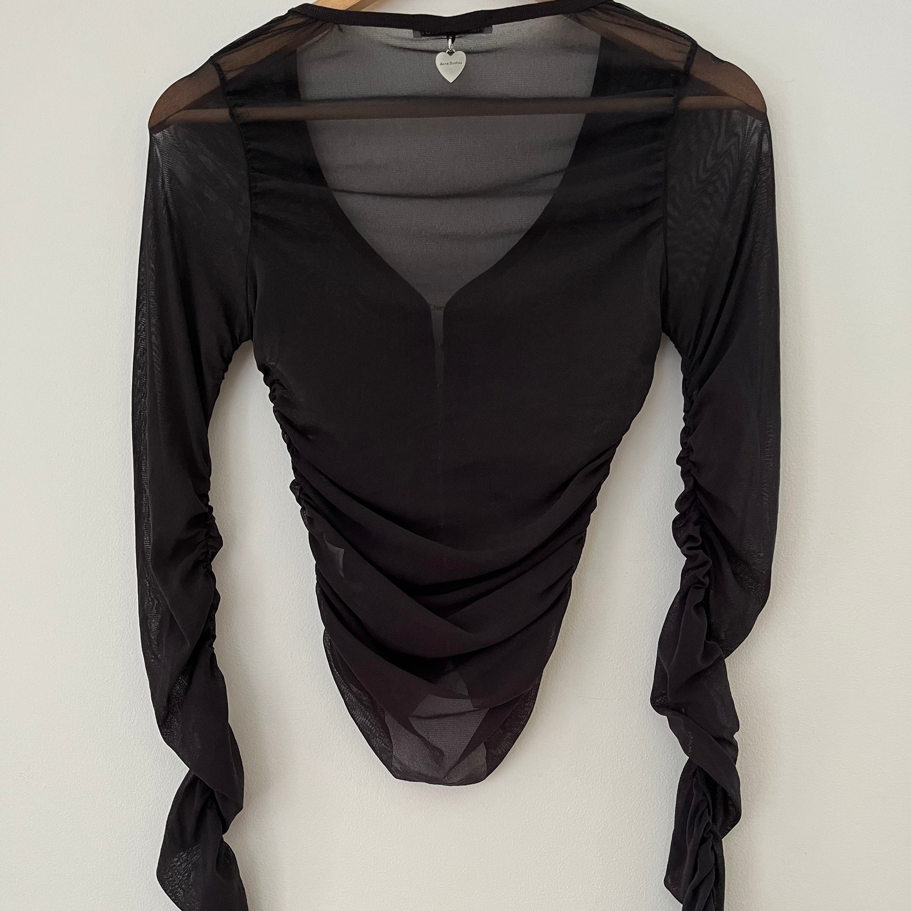 ACNE Studios ELORAN Mesh Blouse in Anthracite grey Size XS.