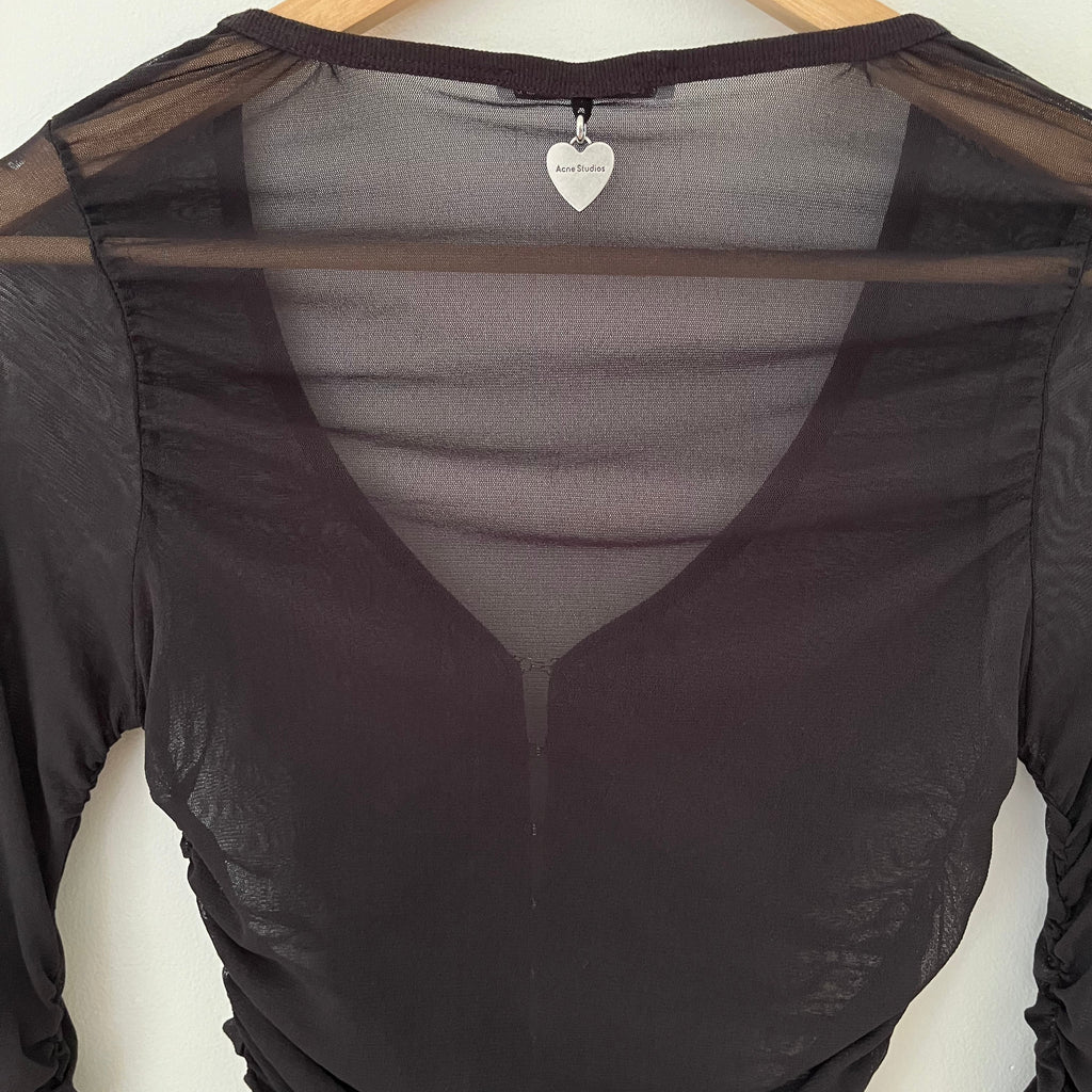 ACNE Studios ELORAN Mesh Blouse in Anthracite grey Size XS.