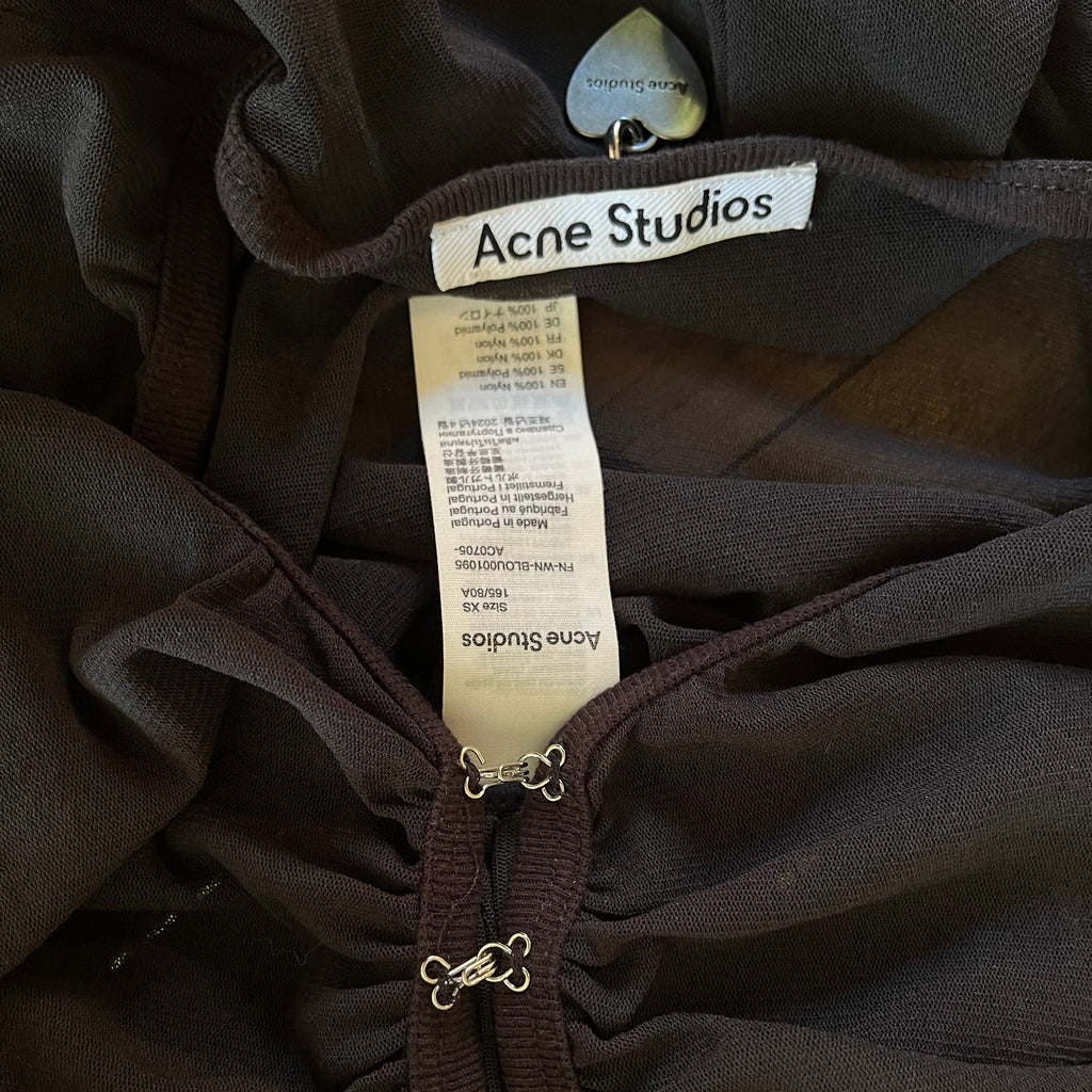 ACNE Studios ELORAN Mesh Blouse in Anthracite grey Size XS.