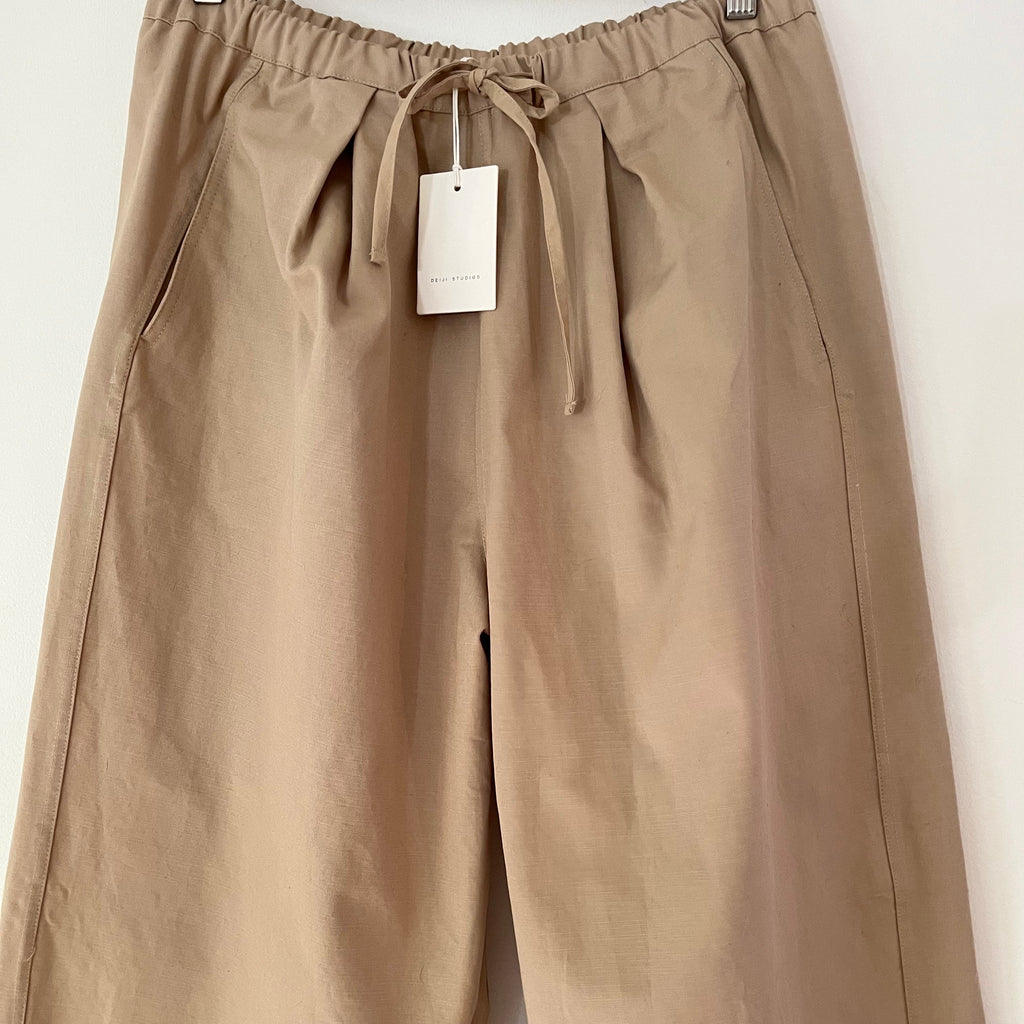 Deiji Studios BNWT DRAWCORD Wide Leg Pants in Cream Size M.