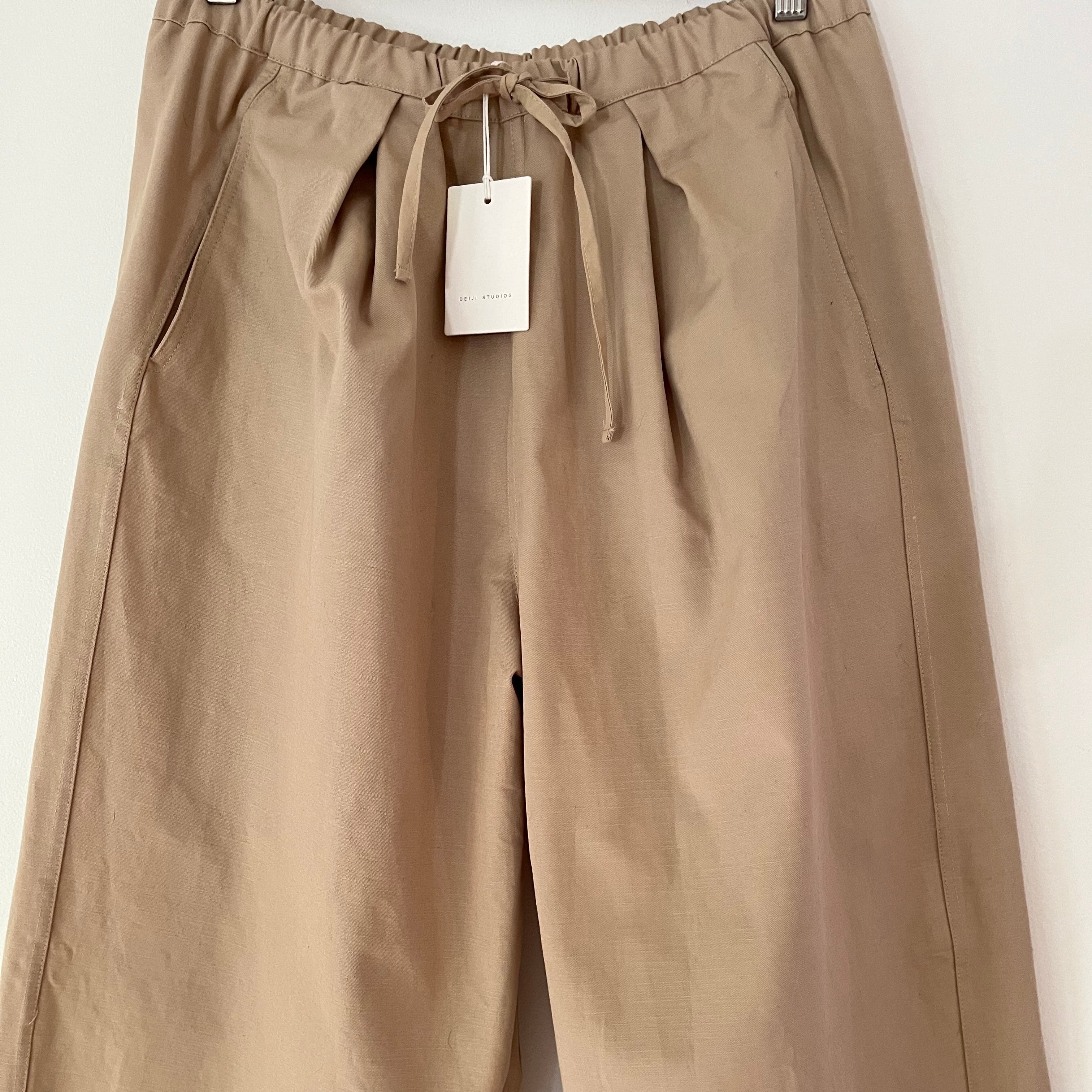 Deiji Studios BNWT DRAWCORD Wide Leg Pants in Cream Size M.
