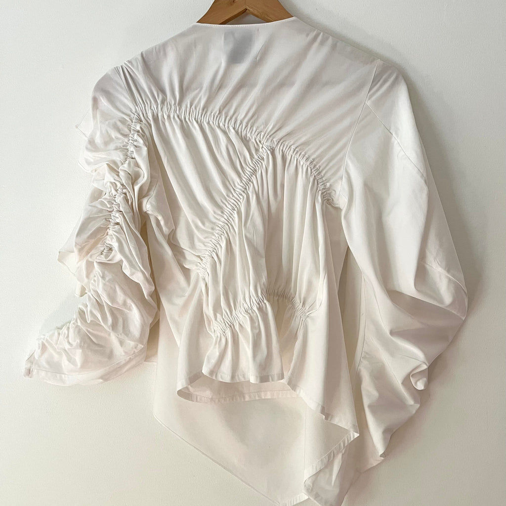 A.W.A.K.E MODE Asymmetrical Ruched Shirt Size 38/AU10.