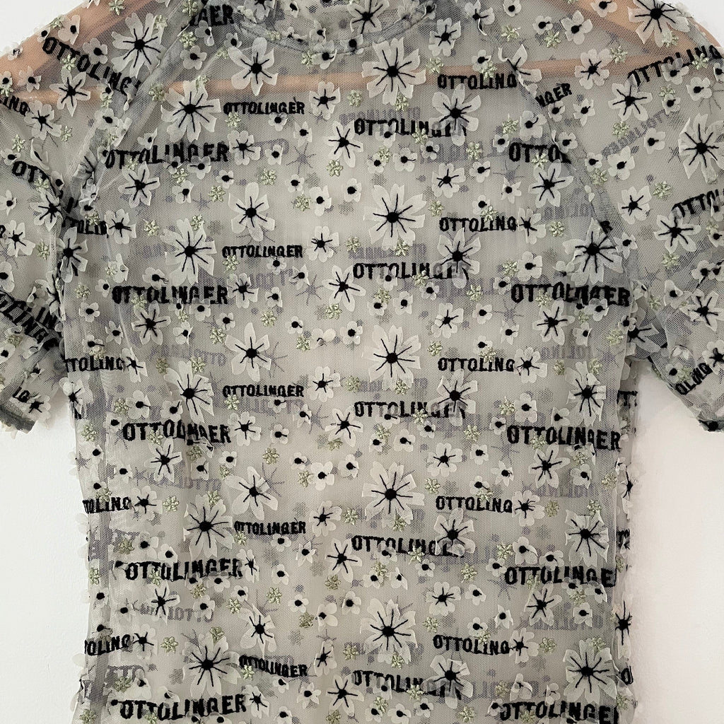 Ottolinger Mesh Tee in 3D Daisy Size M.