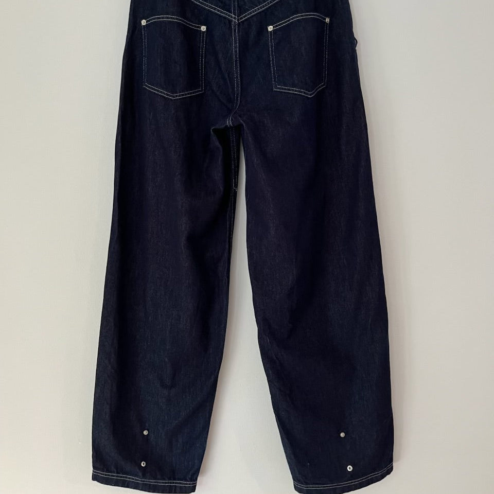 Peachy Den PAMELA TUCK Jeans in Raw Indigo Size L.