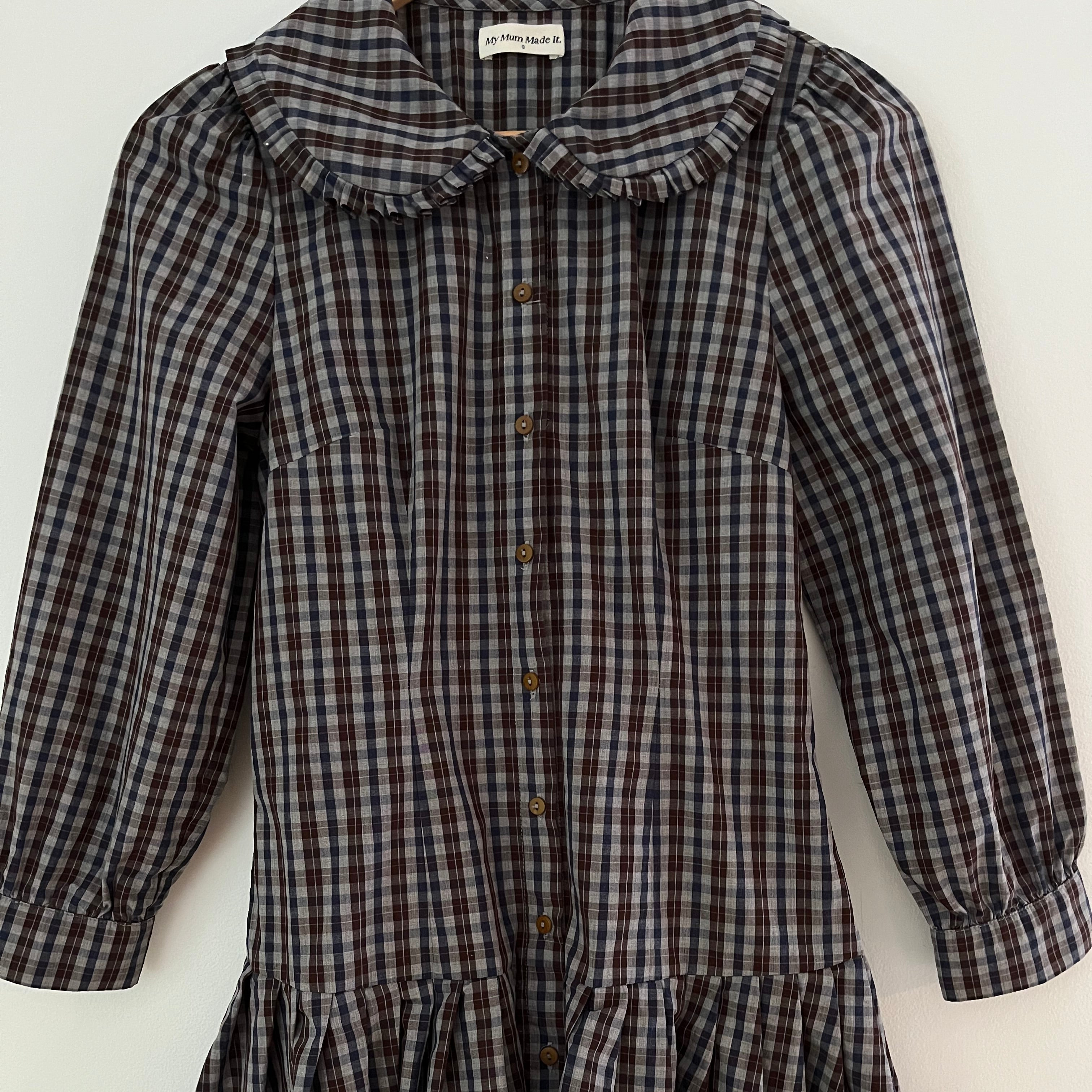 My Mum Made It Pleat Shirt Dress In Dark Check Size S.