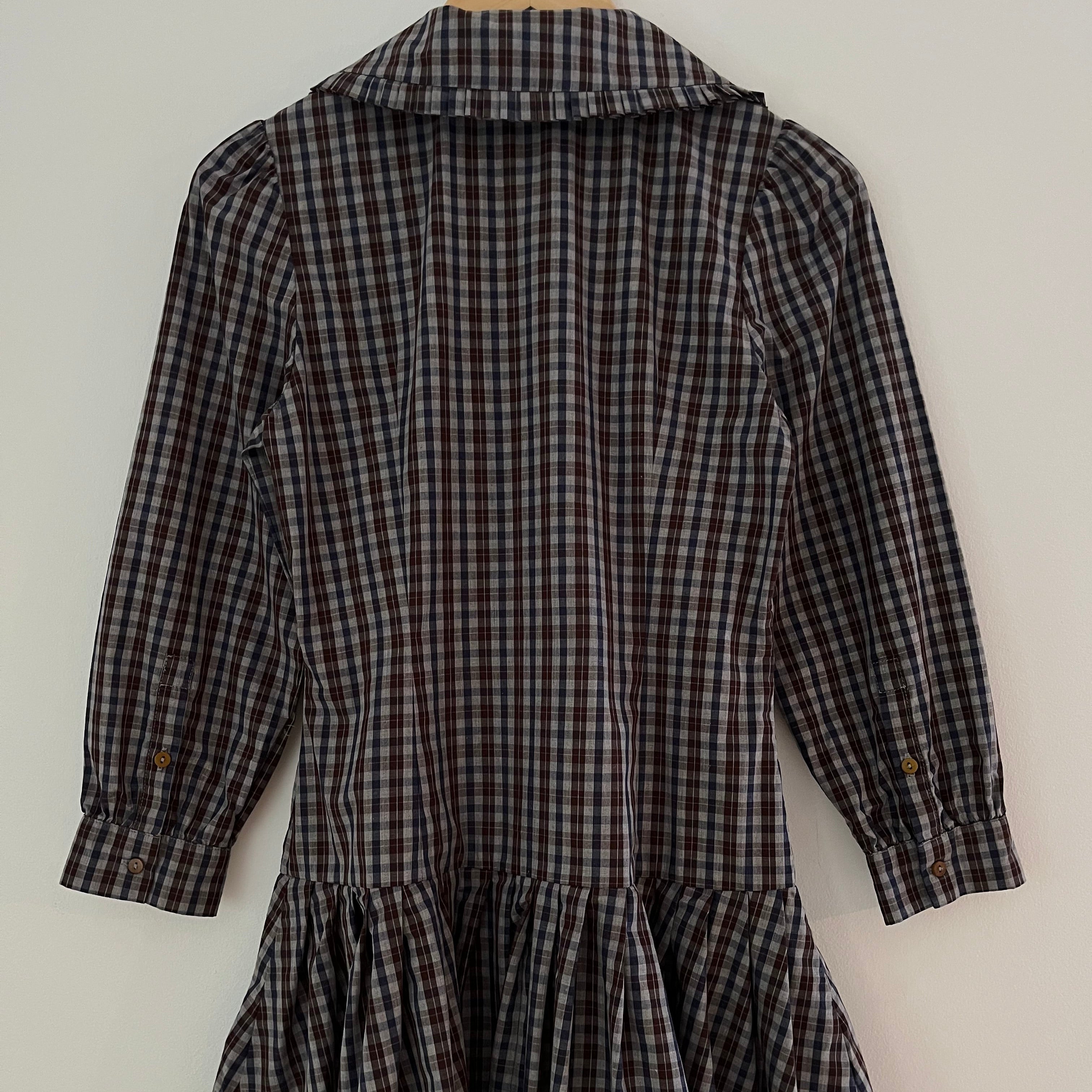 My Mum Made It Pleat Shirt Dress In Dark Check Size S.