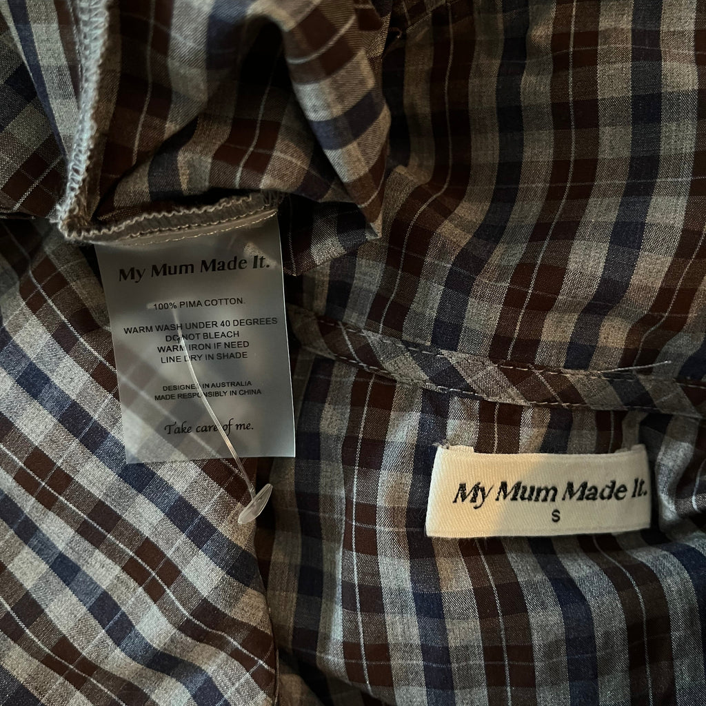 My Mum Made It Pleat Shirt Dress In Dark Check Size S.