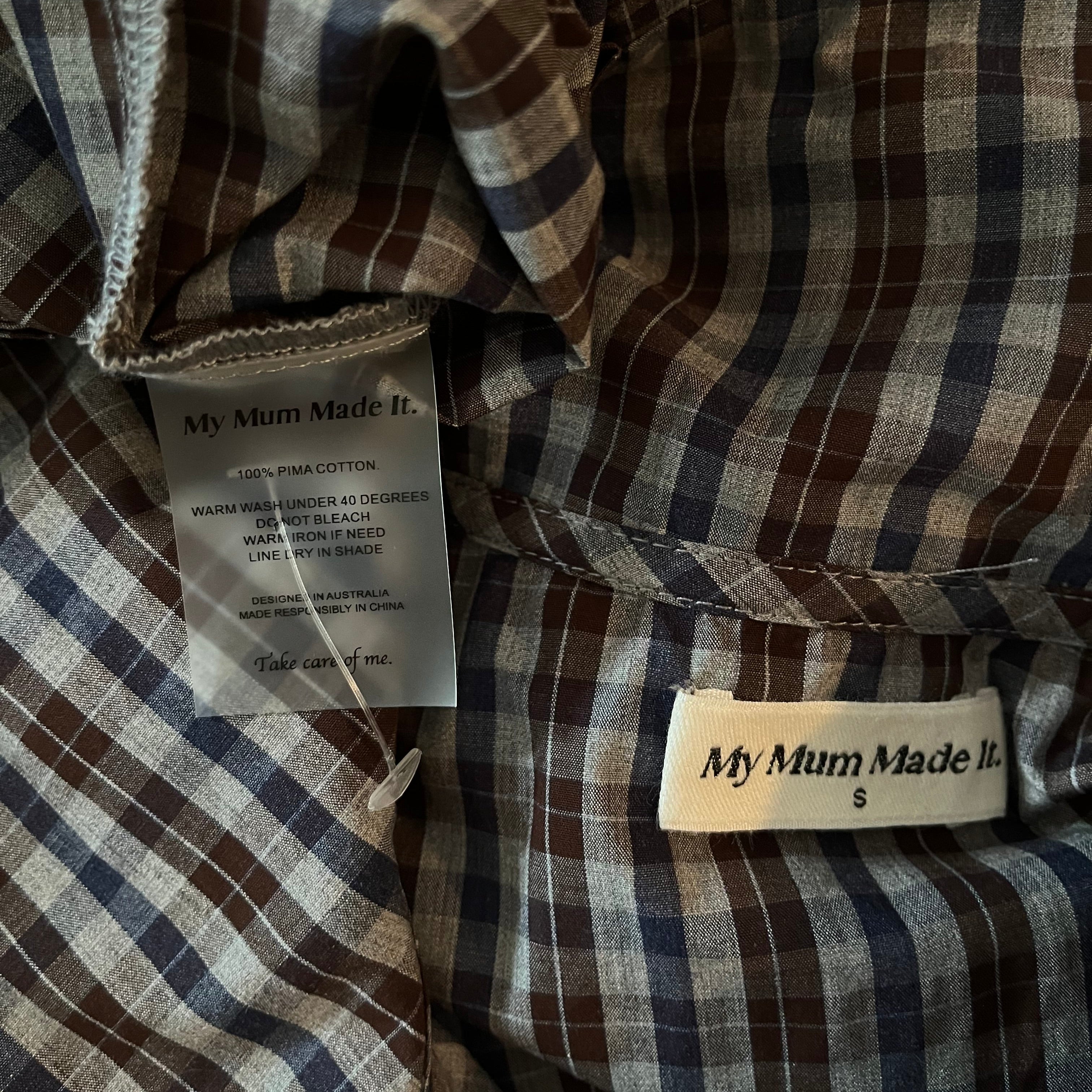 My Mum Made It Pleat Shirt Dress In Dark Check Size S.