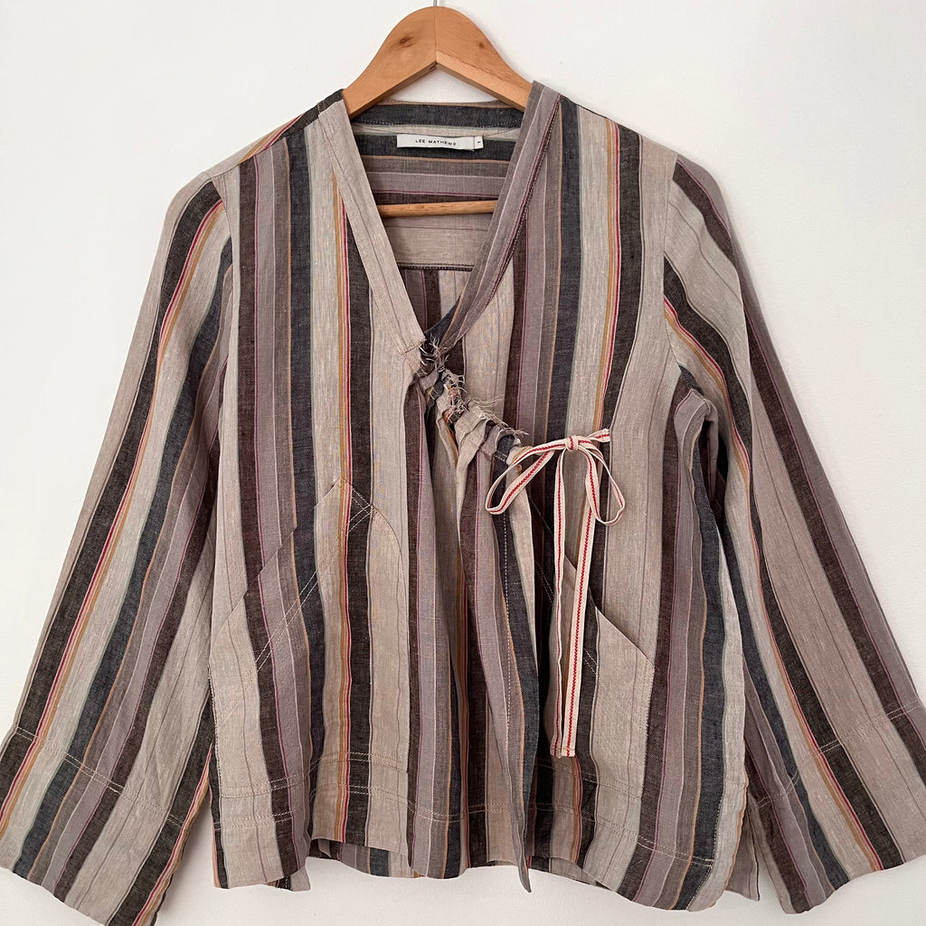 Lee Mathews Linen Wrap Top Size 1/AU8.