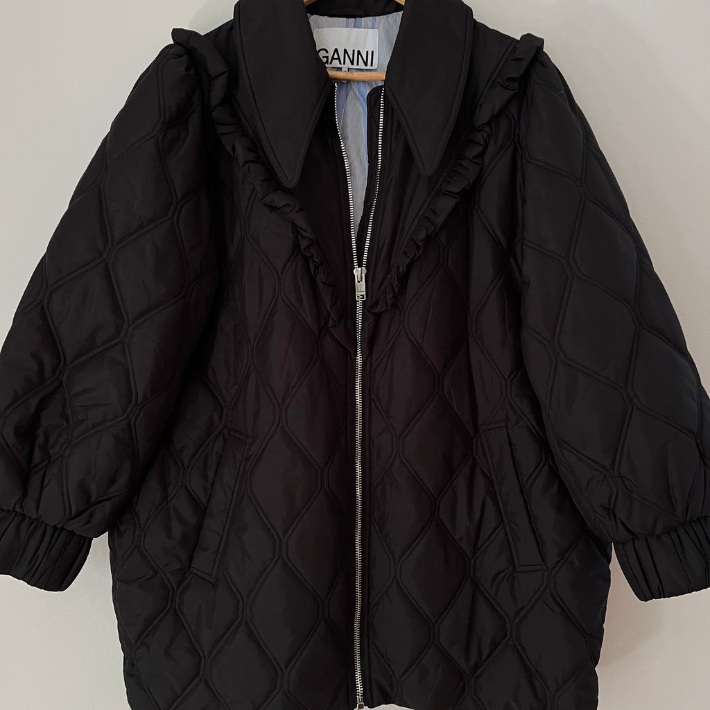 Ganni Ruffle Trimmed Quilted Jacket Size 42/L-XL. – Pippa Riot