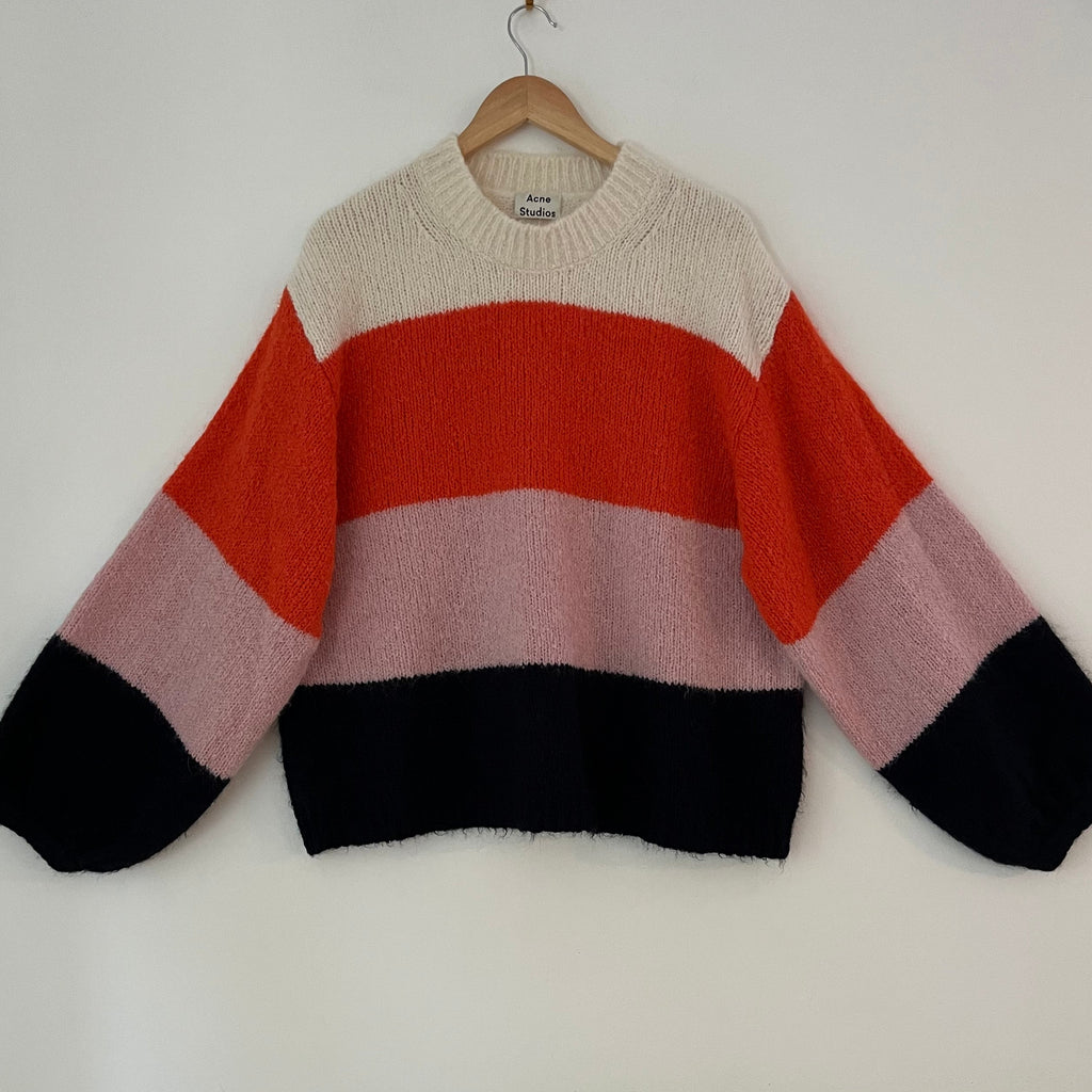ACNE Studios KAZIA Wool Sweater in Coral Multi Size XS-S.