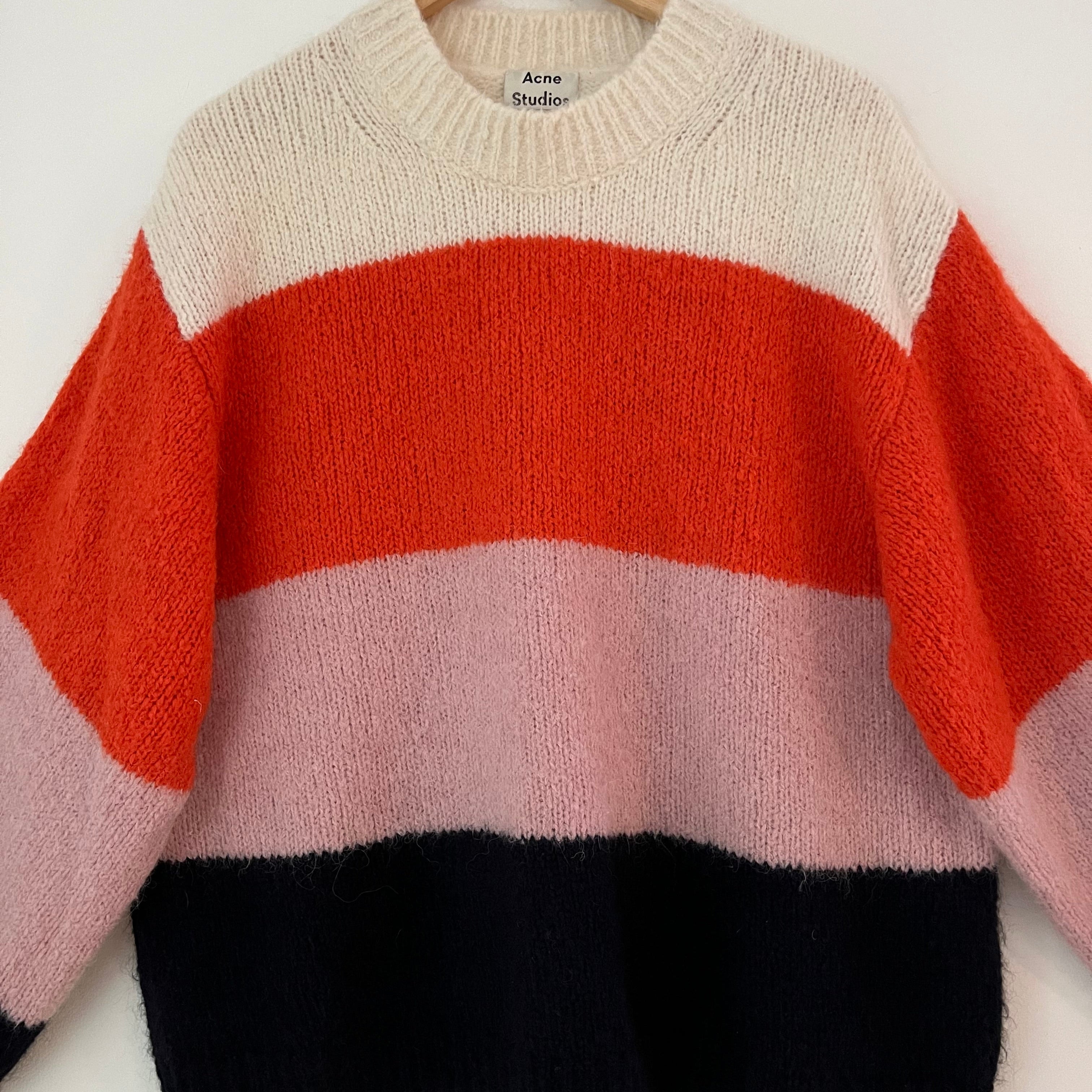 ACNE Studios KAZIA Wool Sweater in Coral Multi Size XS-S.
