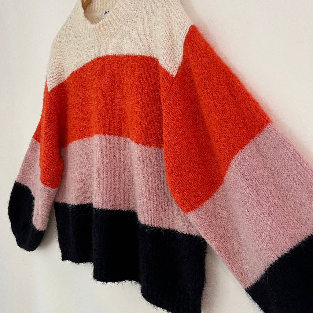ACNE Studios KAZIA Wool Sweater in Coral Multi Size XS-S.