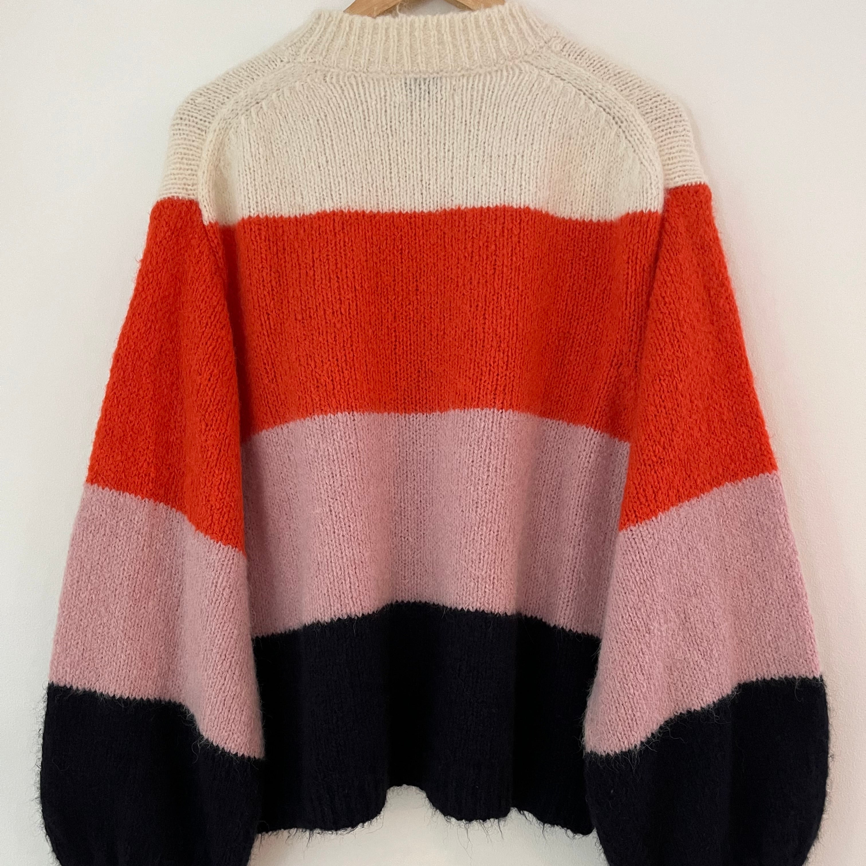 ACNE Studios KAZIA Wool Sweater in Coral Multi Size XS-S.