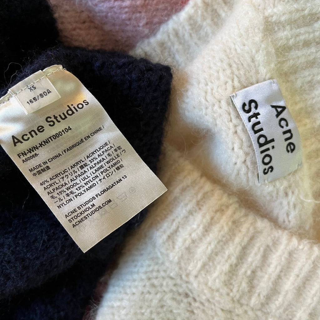ACNE Studios KAZIA Wool Sweater in Coral Multi Size XS-S.