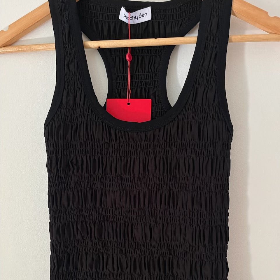 Peachy Den BNWT DEBA Shirred Tank in Onyx Size S.