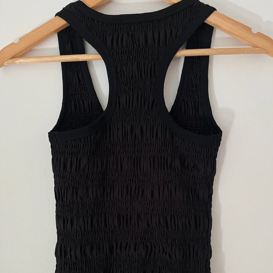 Peachy Den BNWT DEBA Shirred Tank in Onyx Size S.