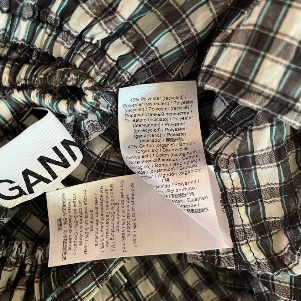 Ganni Seersucker Checked Mini Dress Size 40/AU12-14.