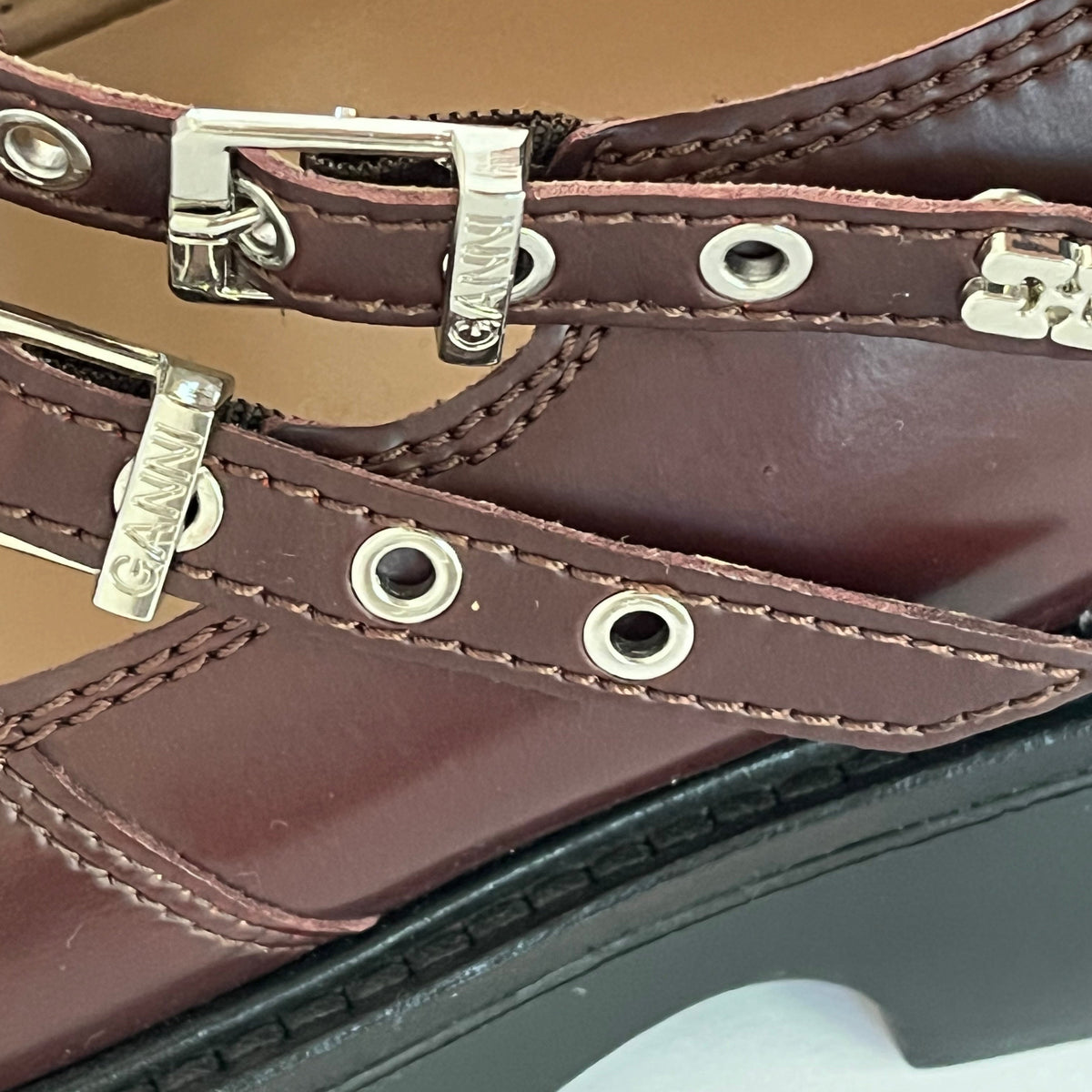 Ganni EVERYDAY BUTTERFLY Mary Janes Size 38.