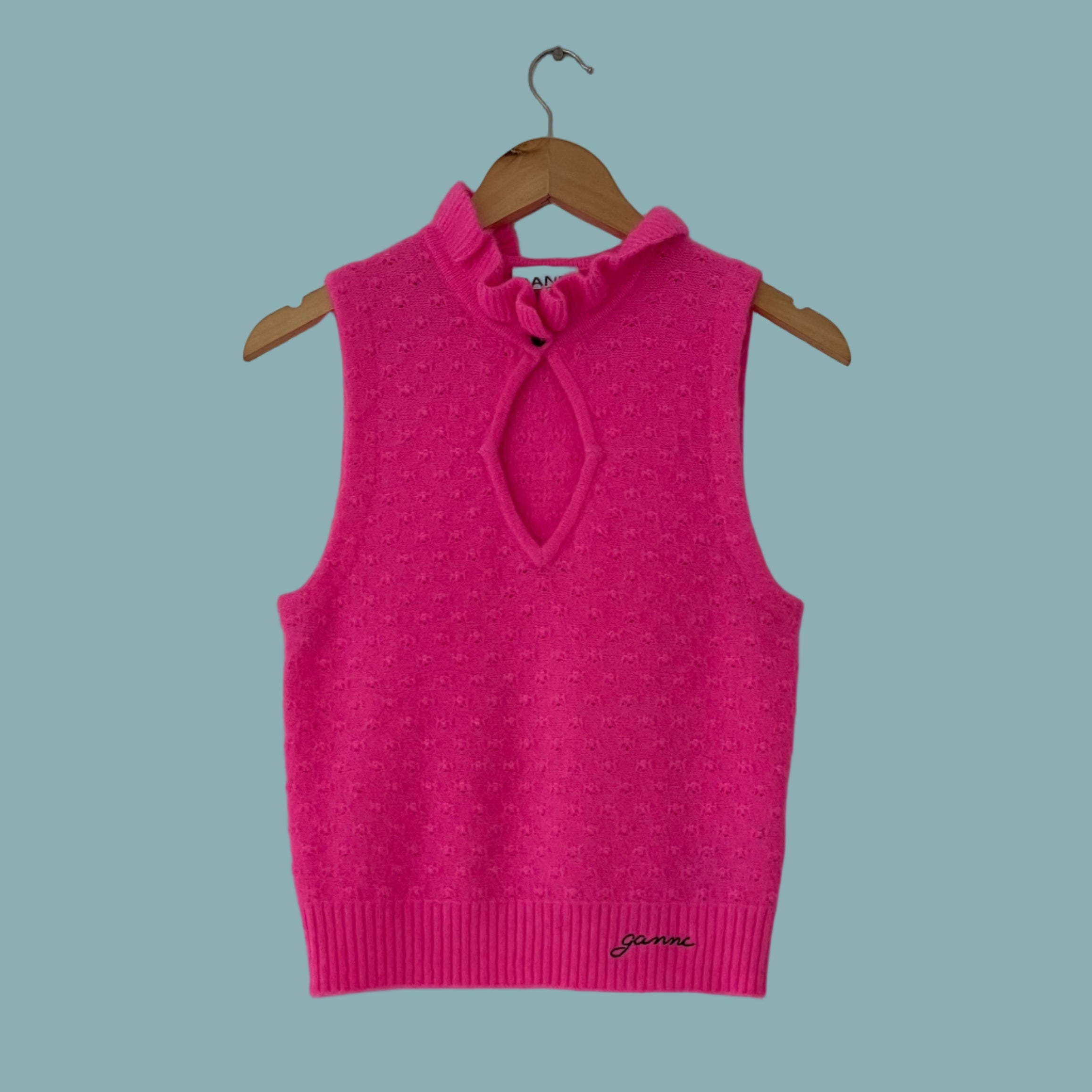 Ganni SLEEVELESS Wool Top in Sugarplum.