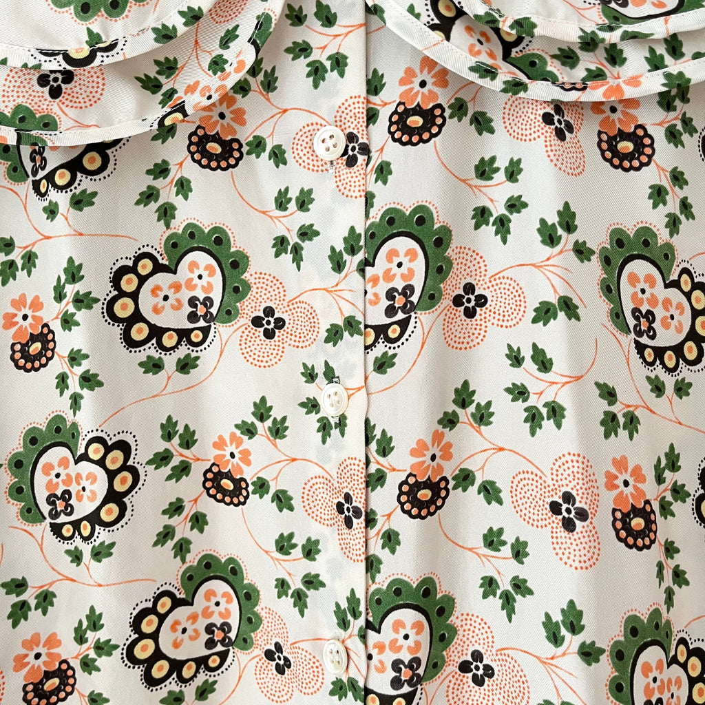 Shrimps AMELIA Heart-print Silk-crepe Blouse Size 12.