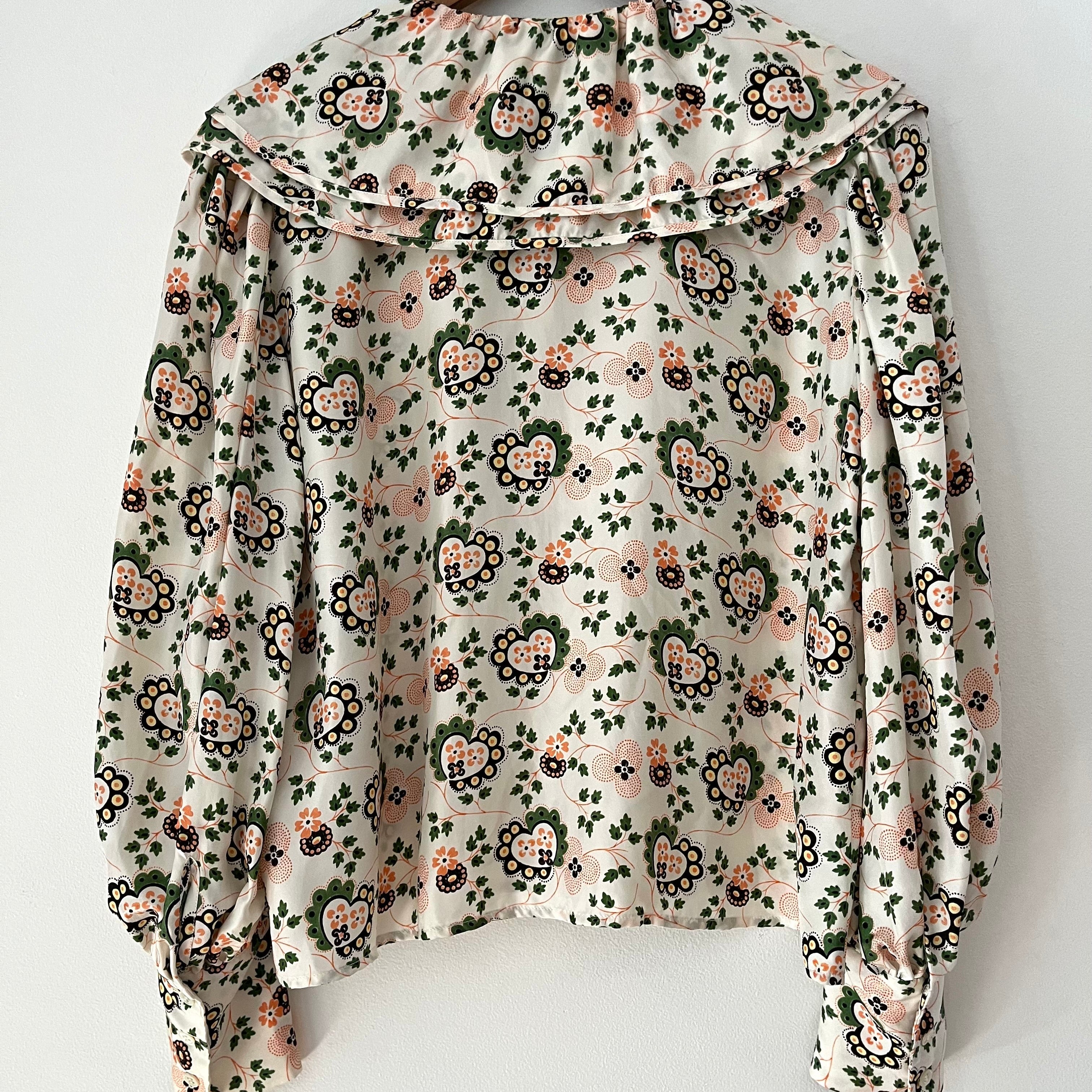 Shrimps AMELIA Heart-print Silk-crepe Blouse Size 12.