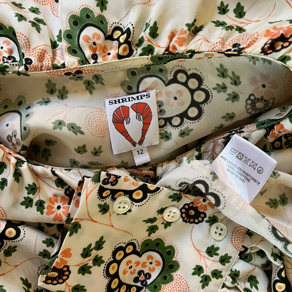 Shrimps AMELIA Heart-print Silk-crepe Blouse Size 12.