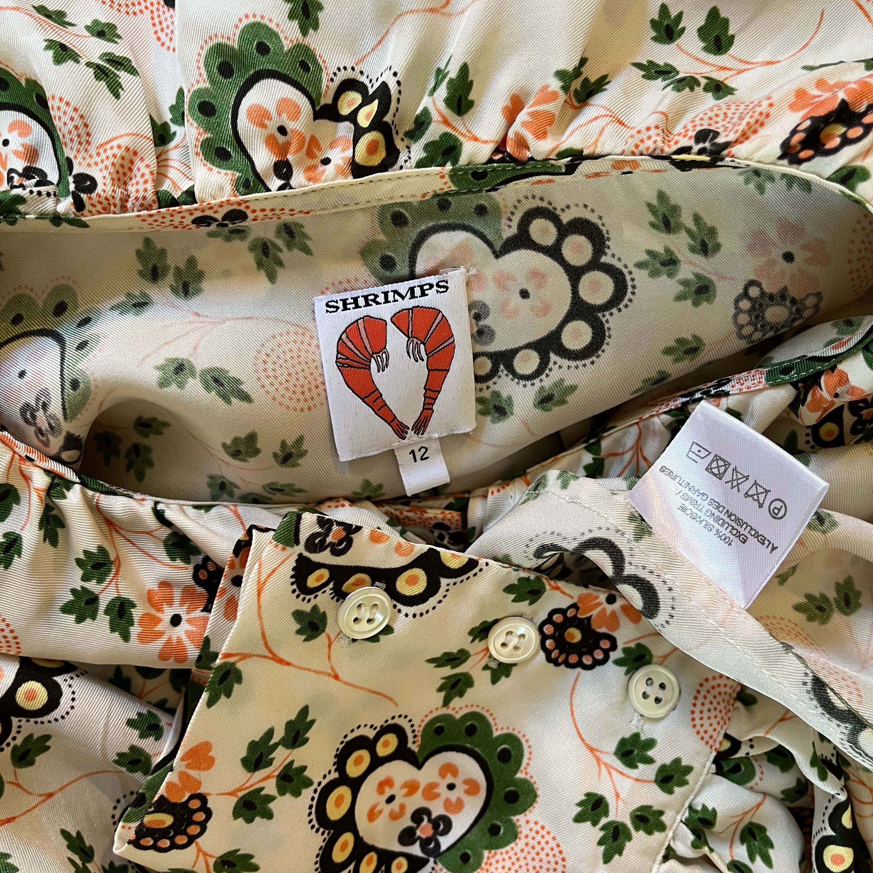 Shrimps AMELIA Heart-print Silk-crepe Blouse Size 12.