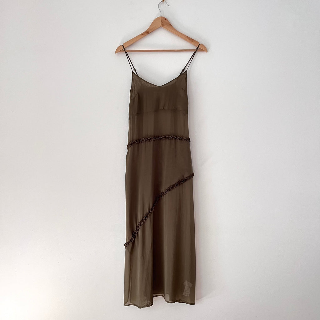 Damson Madder SASHA Ruffle Slip Dress Size UK8/S.