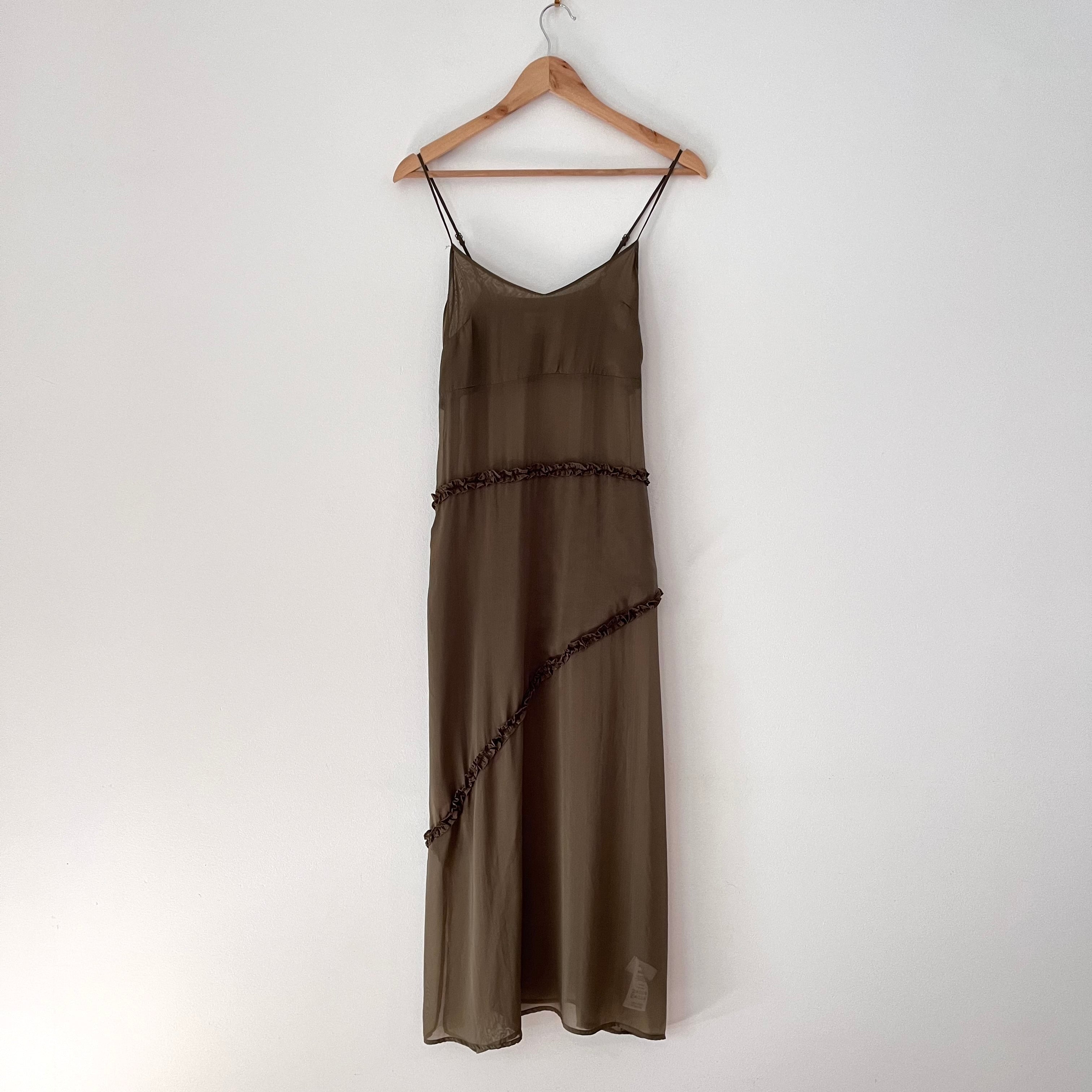 Damson Madder SASHA Ruffle Slip Dress Size UK8/S.