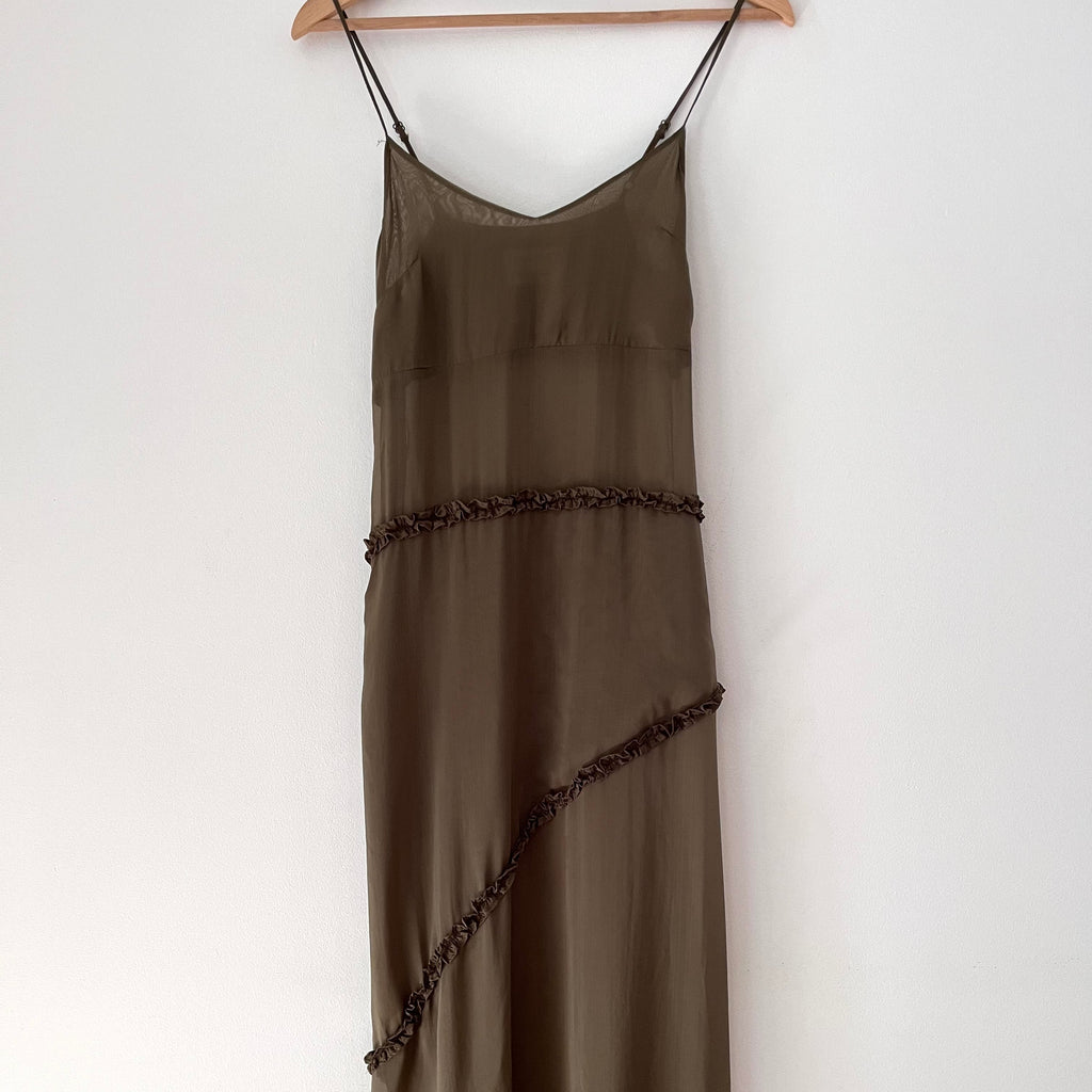 Damson Madder SASHA Ruffle Slip Dress Size UK8/S.