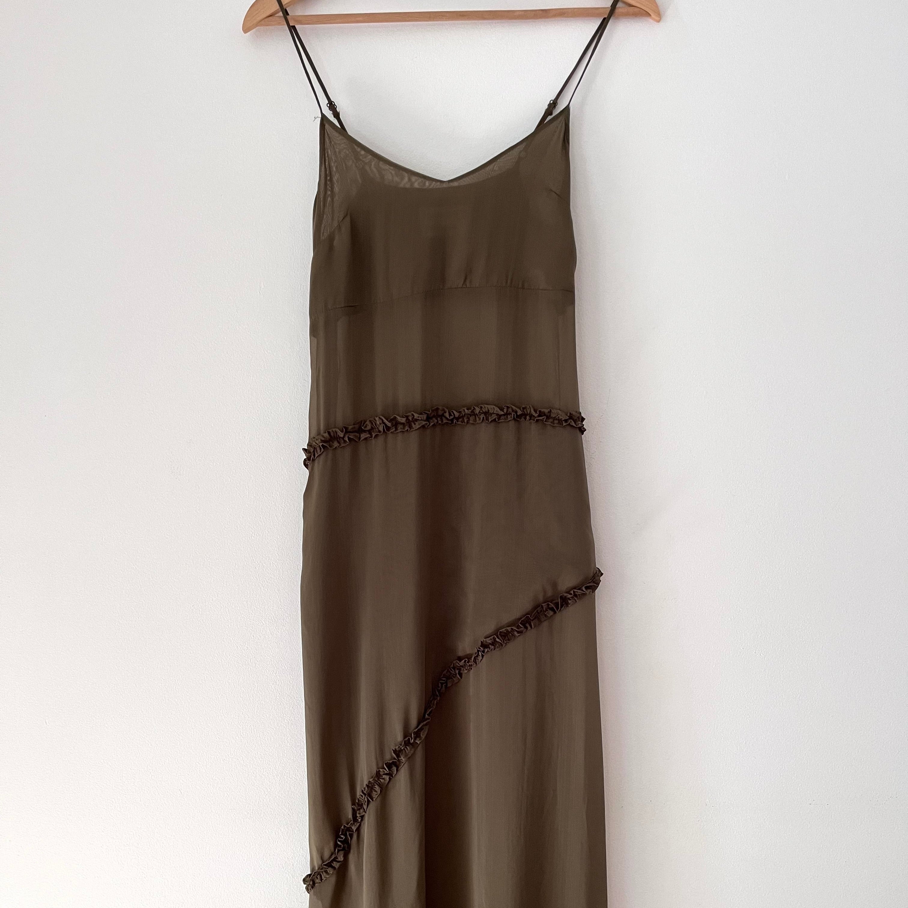 Damson Madder SASHA Ruffle Slip Dress Size UK8/S.