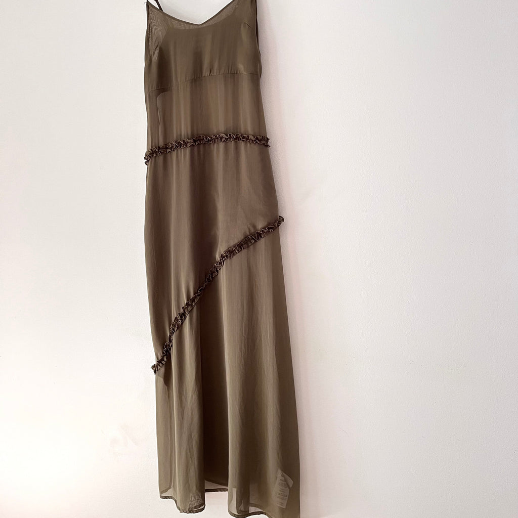 Damson Madder SASHA Ruffle Slip Dress Size UK8/S.