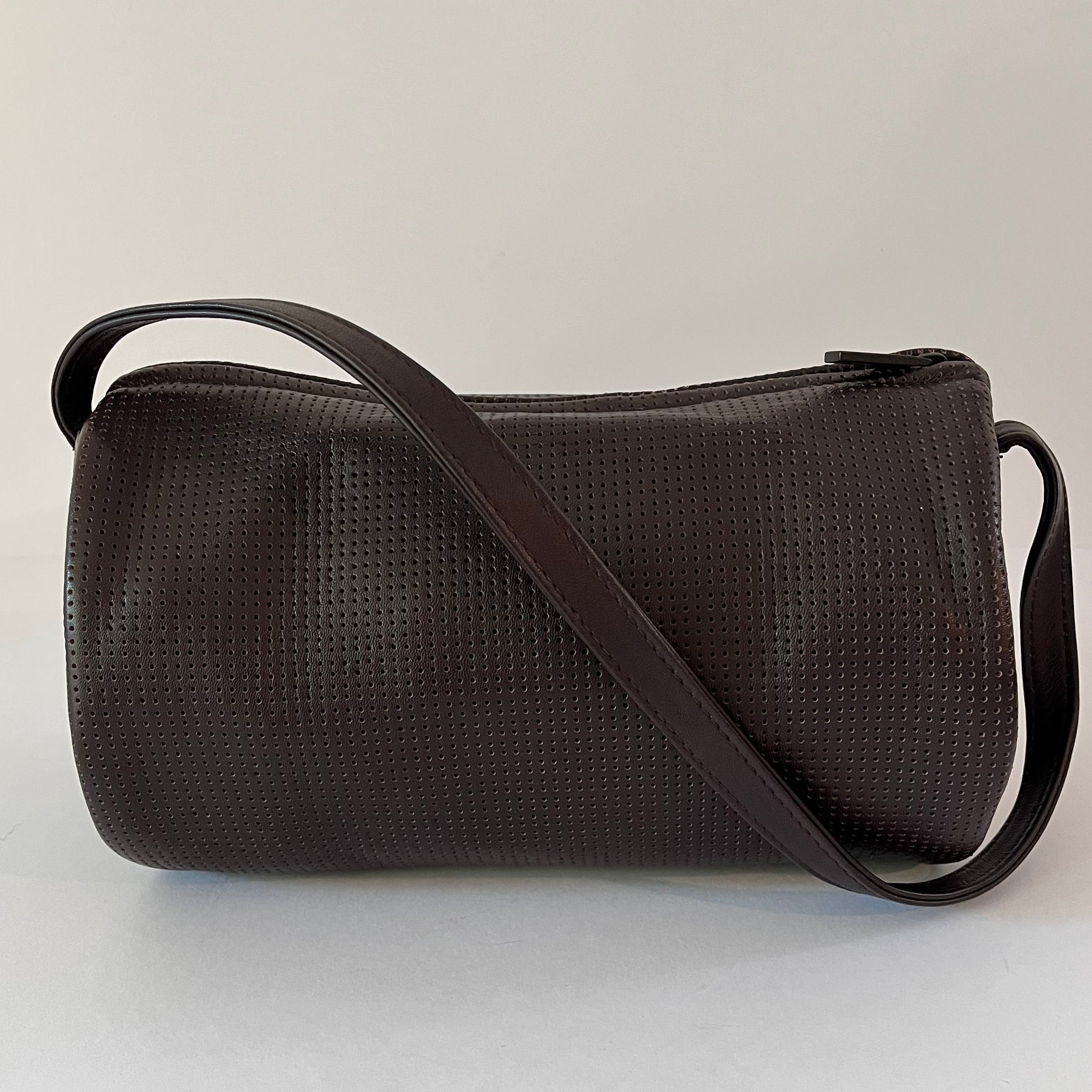 St Agni CONNOLO Perforated Shoulder Bag in Dark Cherry.