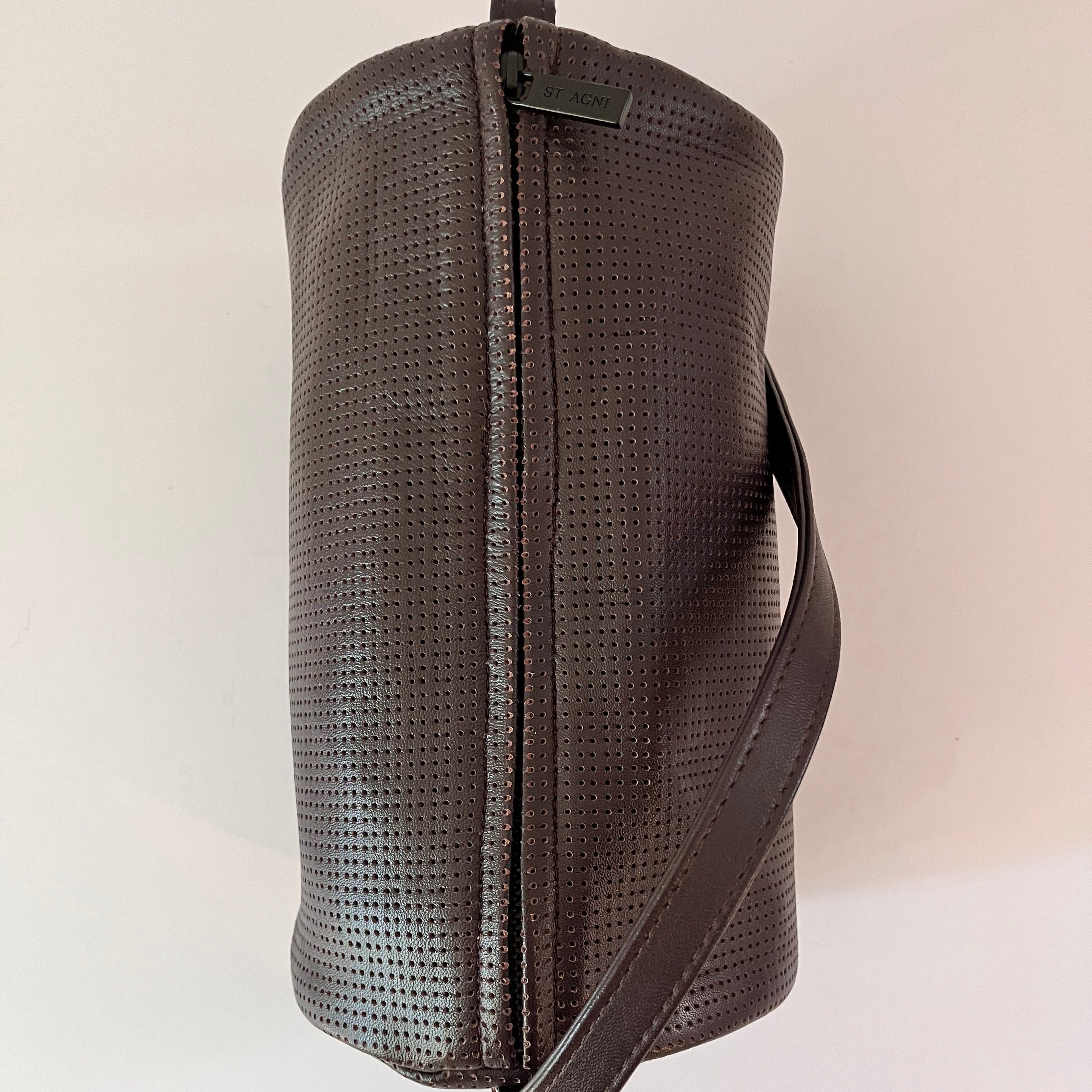 St Agni CONNOLO Perforated Shoulder Bag in Dark Cherry.