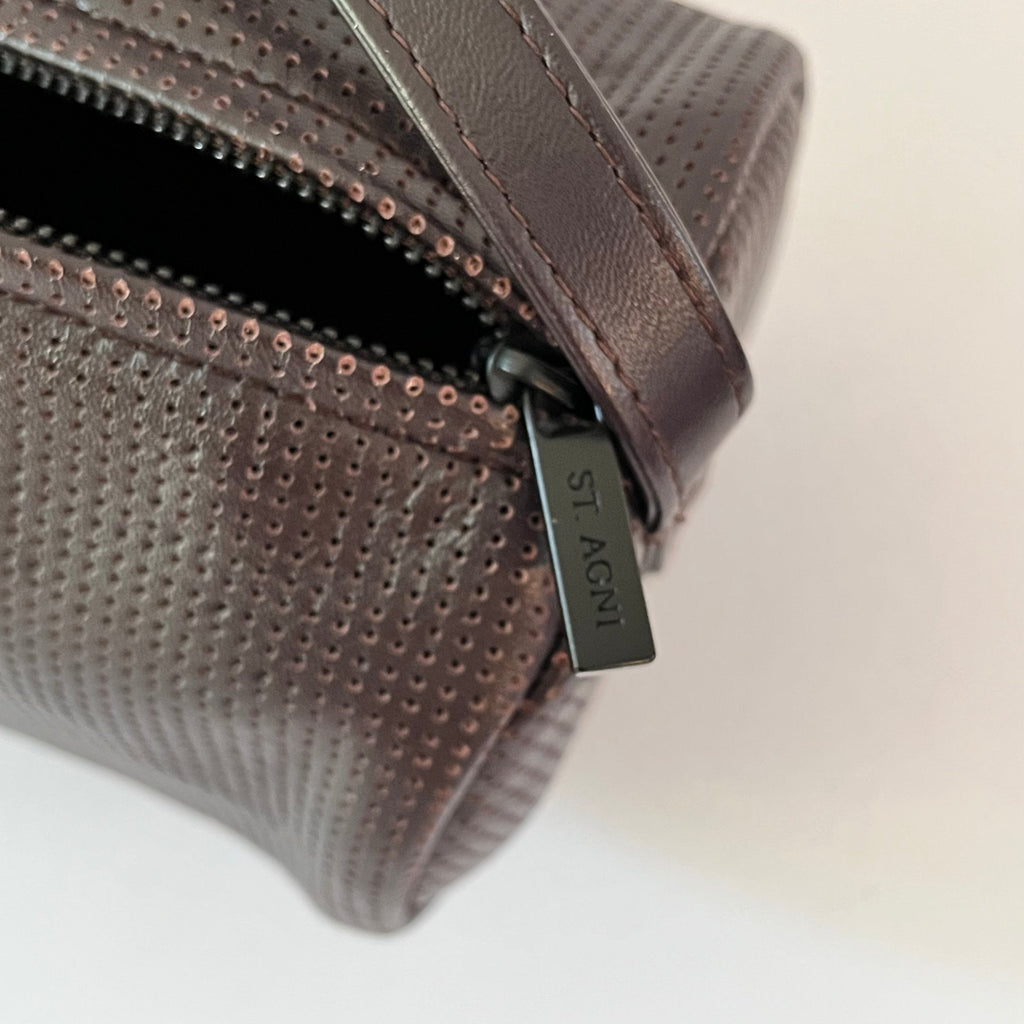 St Agni CONNOLO Perforated Shoulder Bag in Dark Cherry.