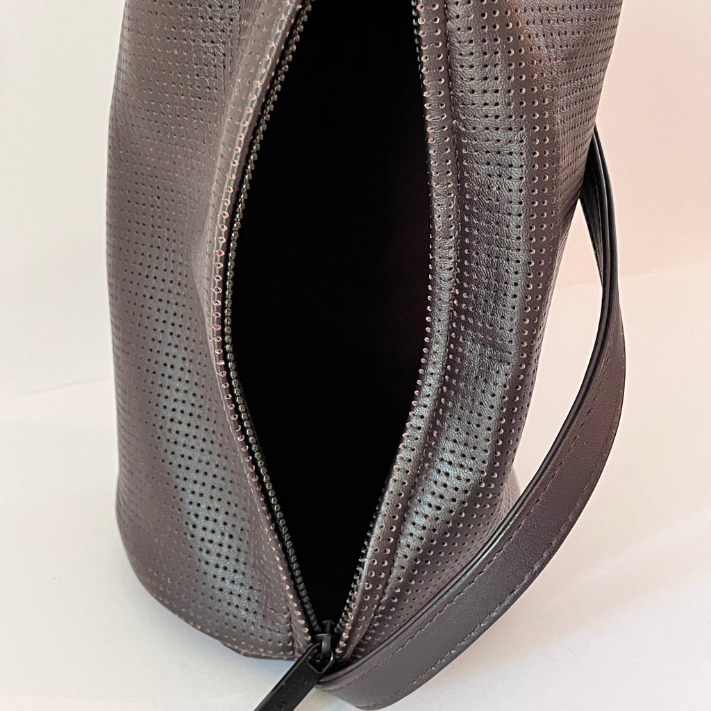 St Agni CONNOLO Perforated Shoulder Bag in Dark Cherry.
