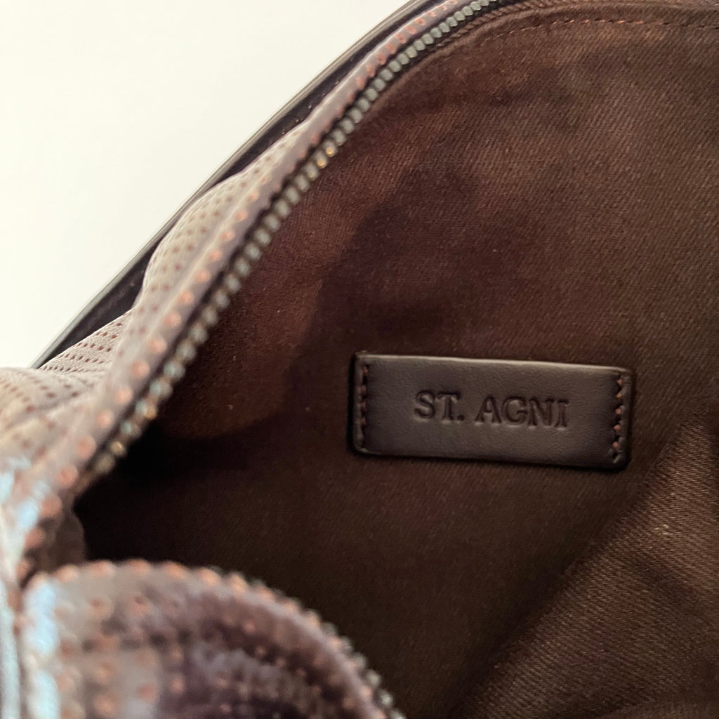 St Agni CONNOLO Perforated Shoulder Bag in Dark Cherry.