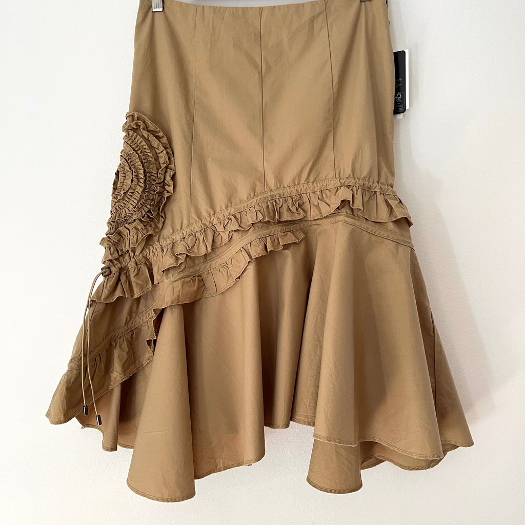 Sculptor BNWT Ruffle Trim Midi Skirt in Beige Size M.