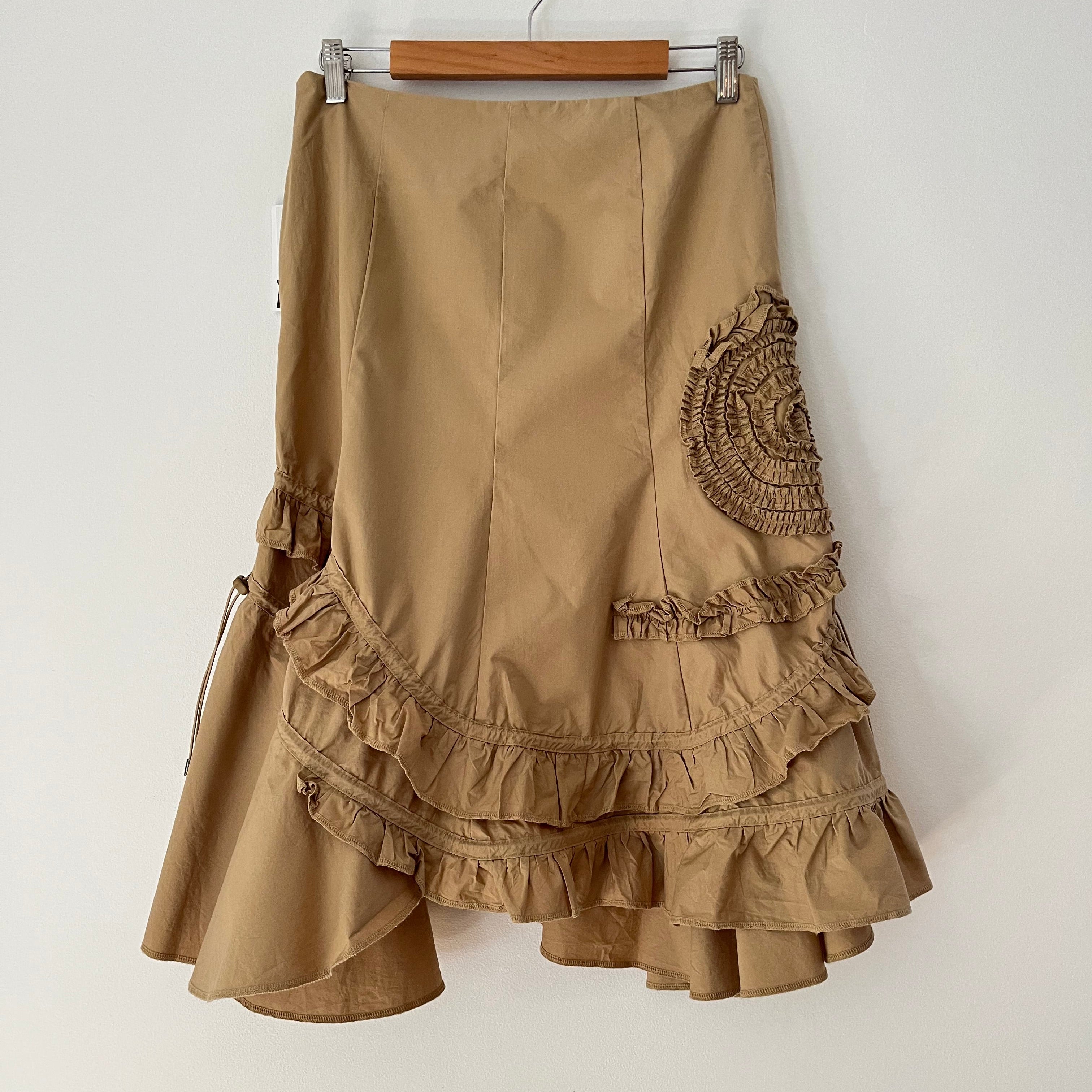 Sculptor BNWT Ruffle Trim Midi Skirt in Beige Size M.