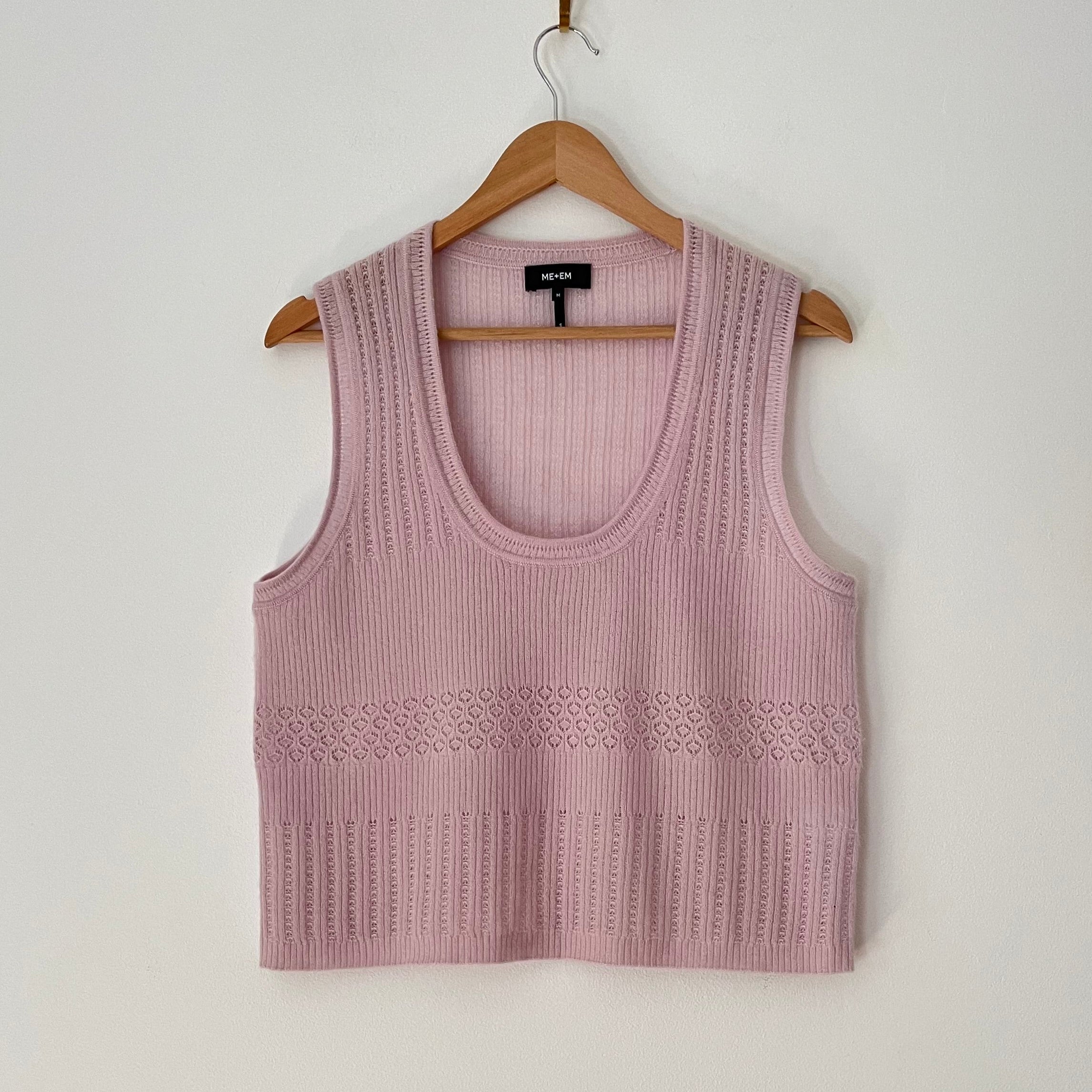 ME + EM Merino Cashmere Silk Sweater Vest In Light Lupin Size M.