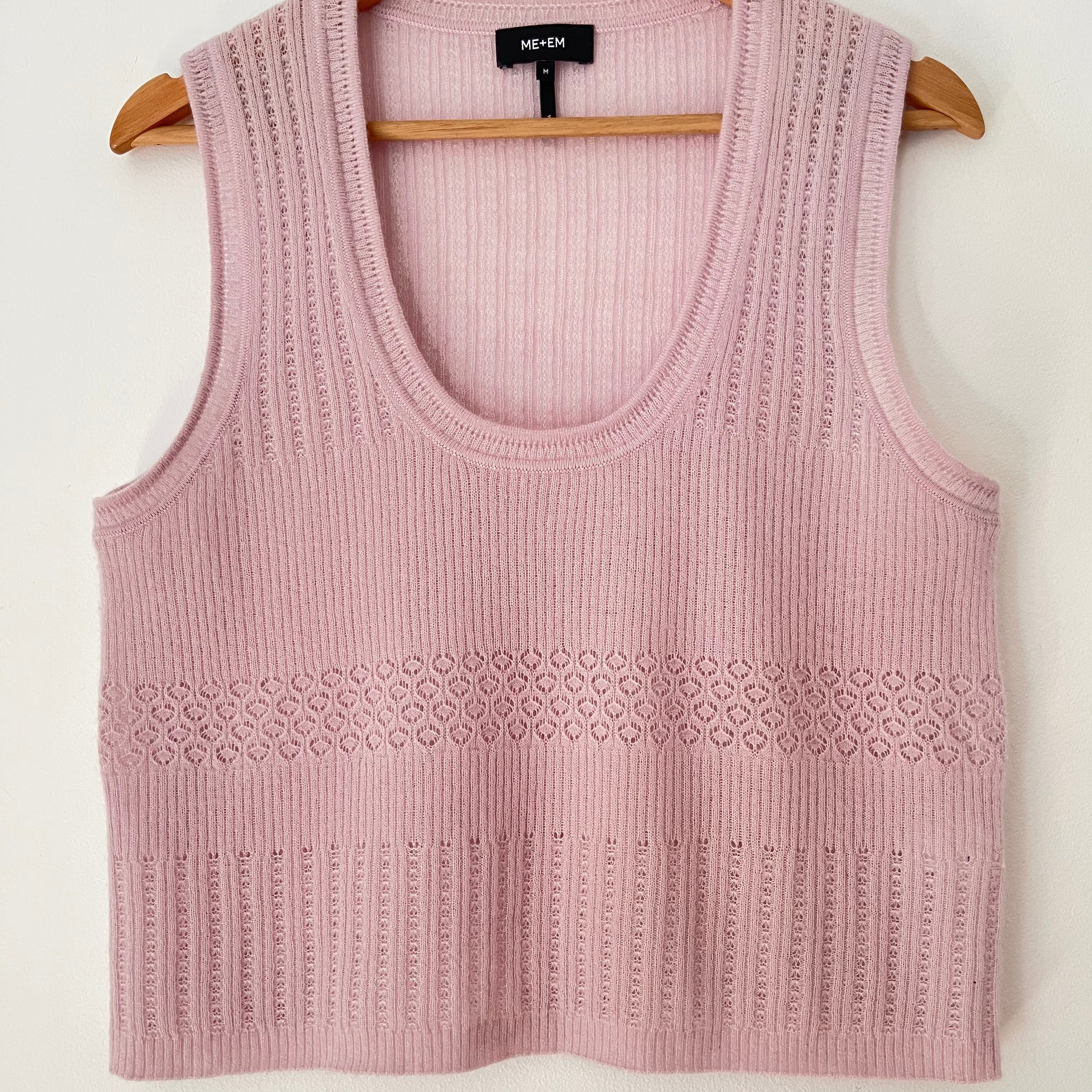 ME + EM Merino Cashmere Silk Sweater Vest In Light Lupin Size M.