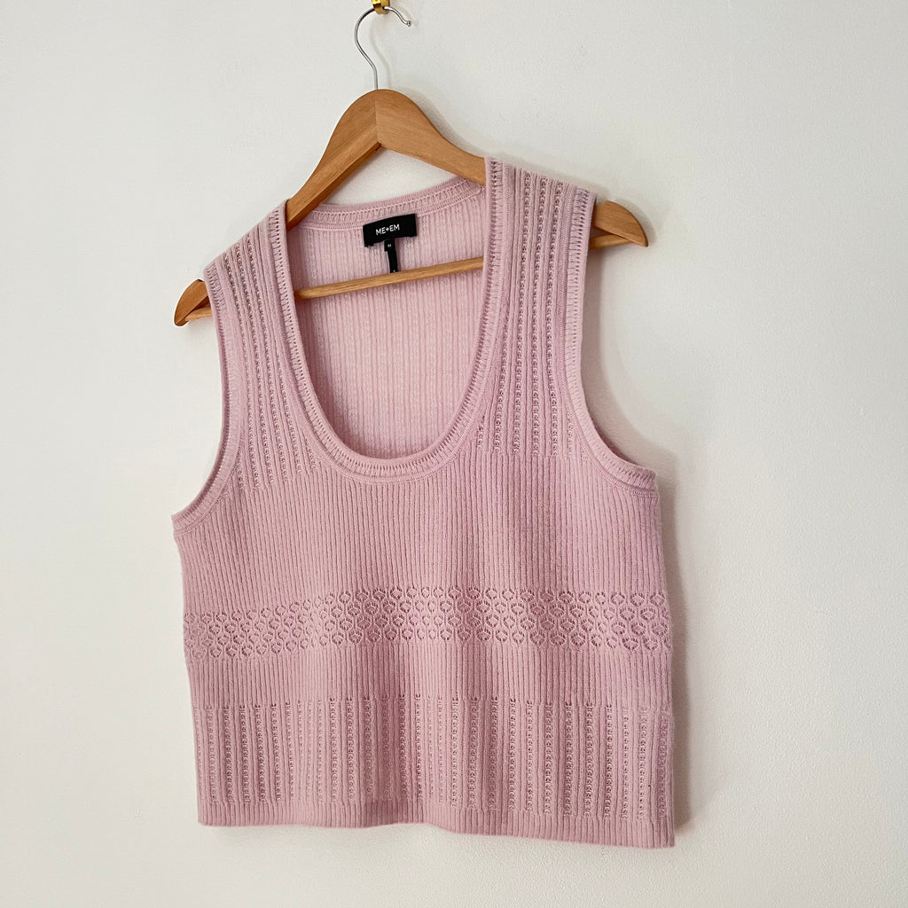 ME + EM Merino Cashmere Silk Sweater Vest In Light Lupin Size M.