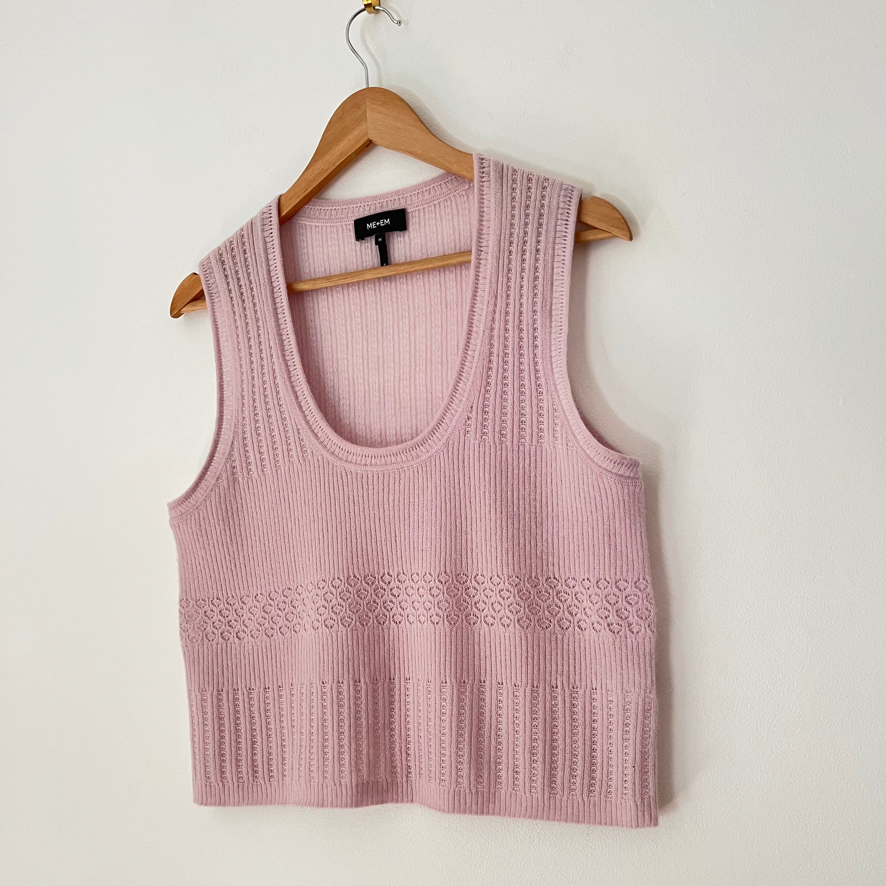 ME + EM Merino Cashmere Silk Sweater Vest In Light Lupin Size M.
