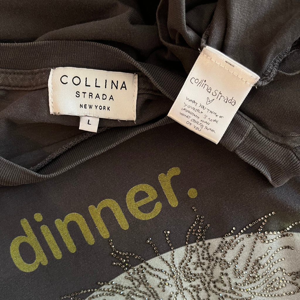 Collina Strada RHINESTONE Graphic Tee Size L.