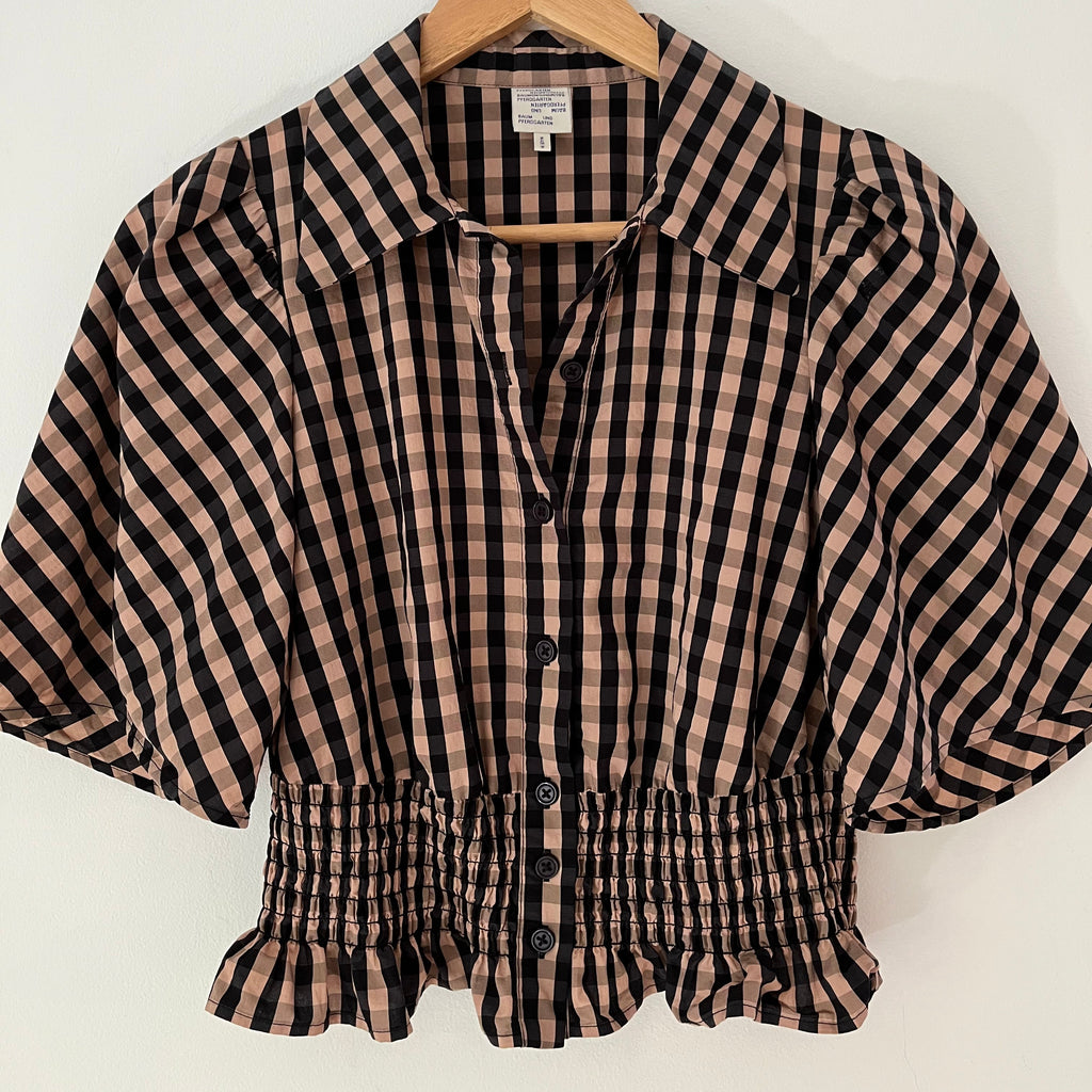 Baum Und Pferdgarten MALALA Blouse in Camel Check Size 34/XS.